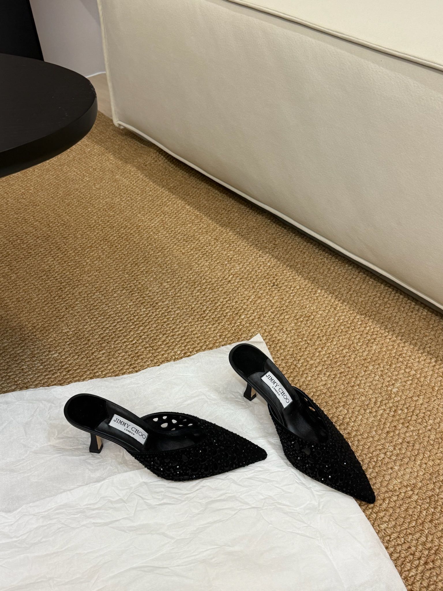 Jimmy Solar Mules 70mm Black Cowhide 420163