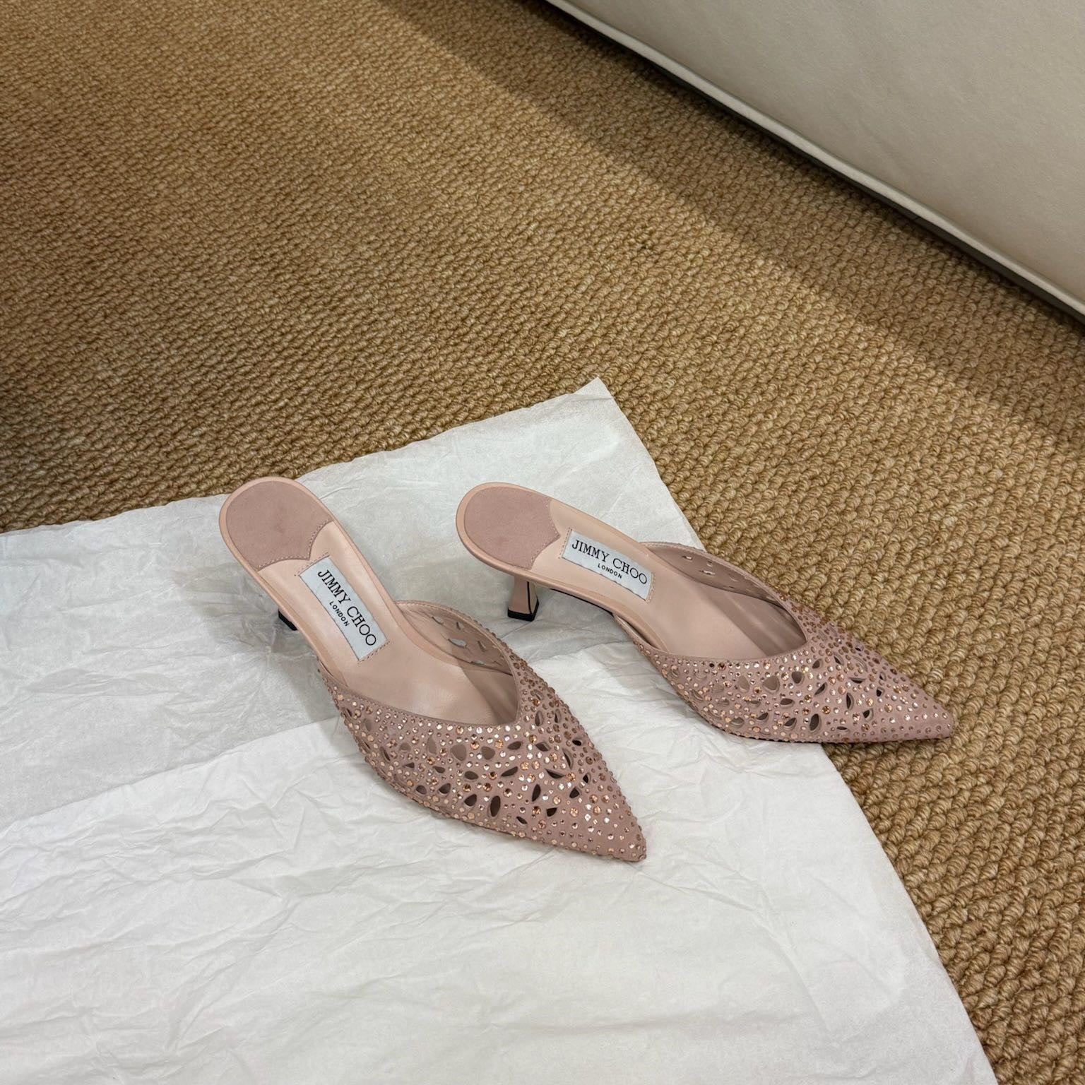 Jimmy Solar Mules 70mm Pink Cowhide 420164