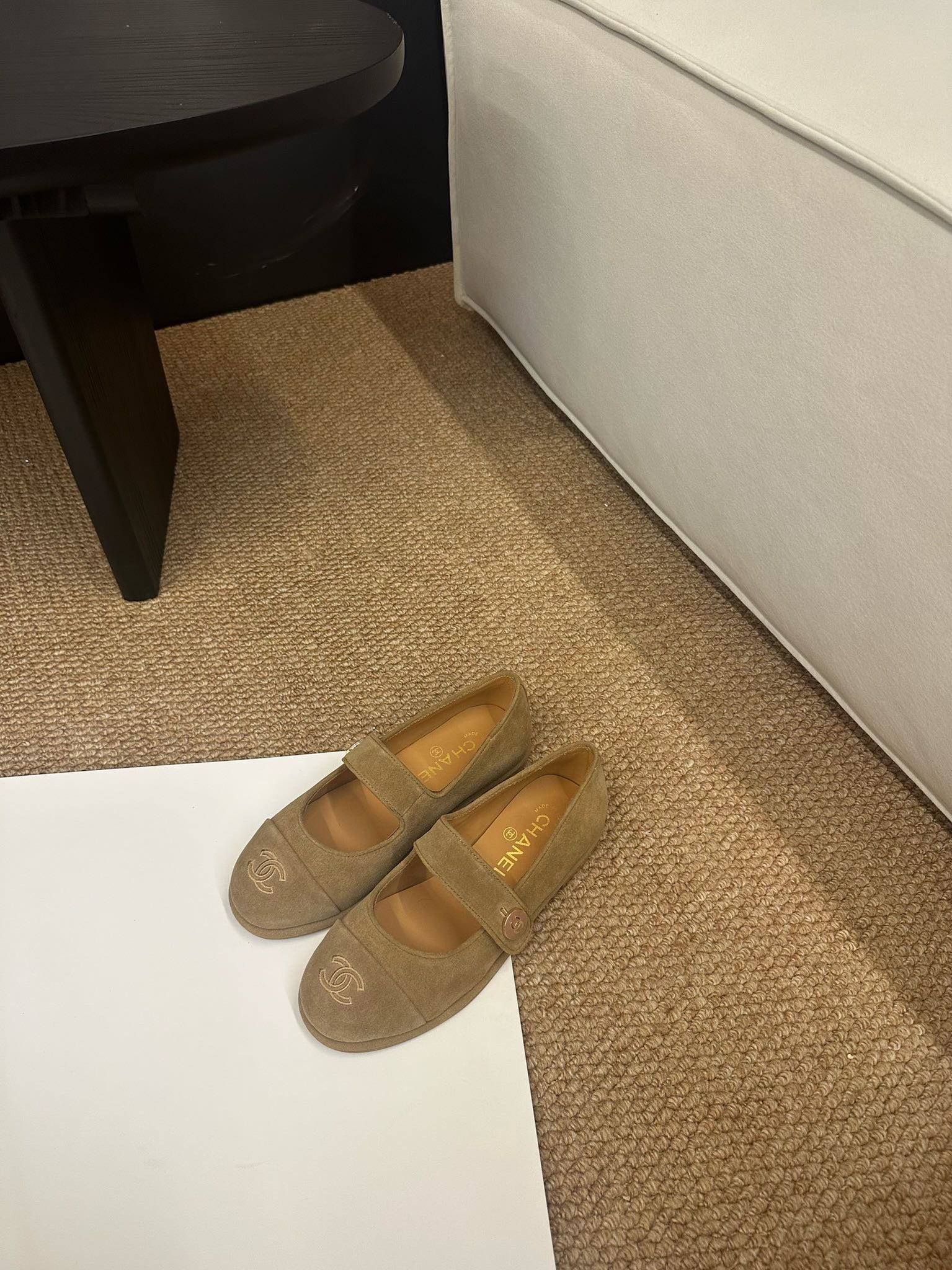 CC 26s Mary Jane Flats Caramel Brown Suede