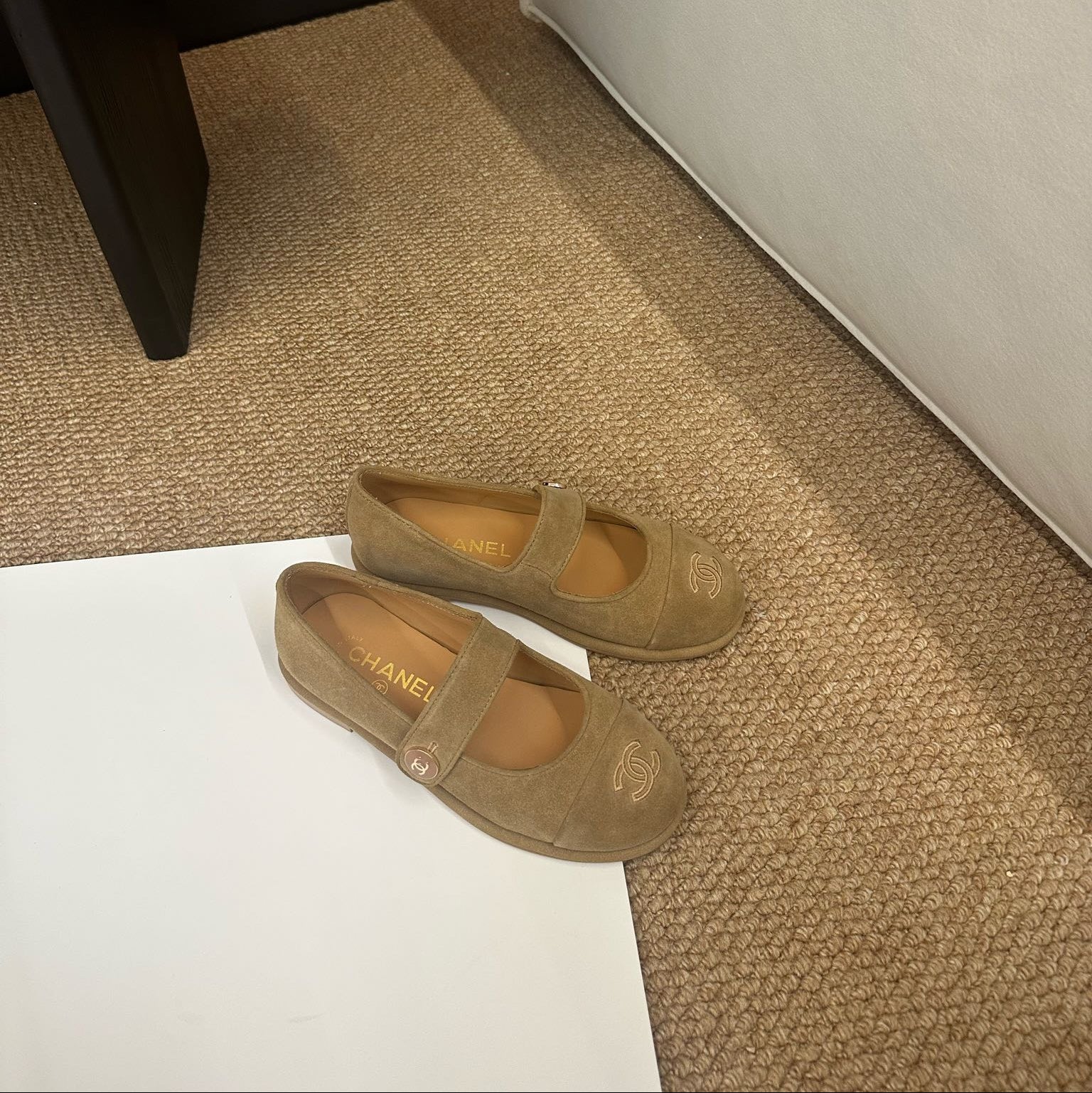 CC 26s Mary Jane Flats Caramel Brown Suede