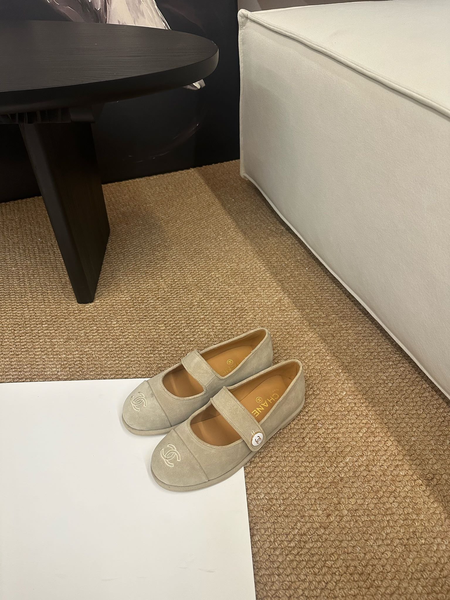 CC 26s Mary Jane Flats Beige Suede