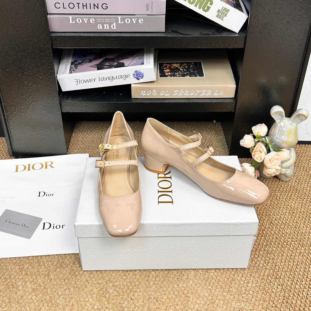 CD 26s Mary Jane Pumps Beige Patent Calfskin 157541