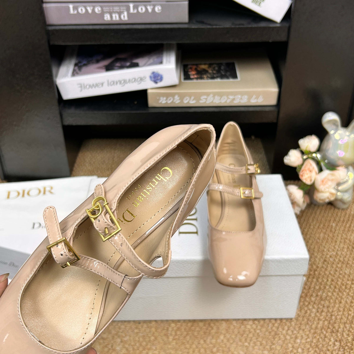 CD 26s Mary Jane Pumps Beige Patent Calfskin 157541