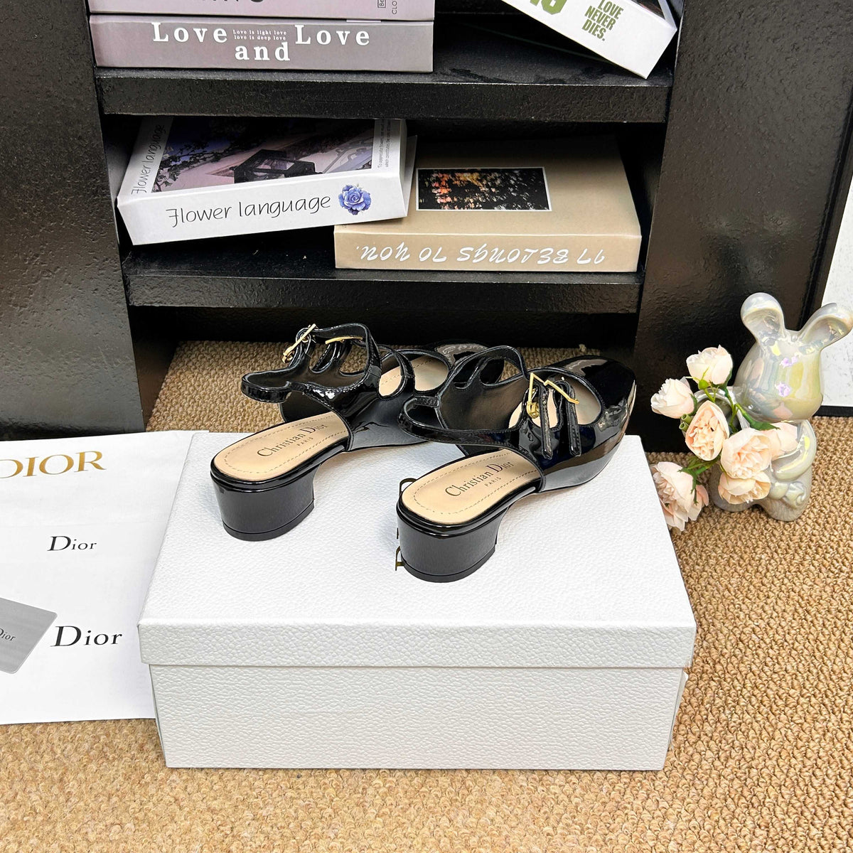 CD 26s Mary Jane Slingback Flats Black Patent Calfskin 157542