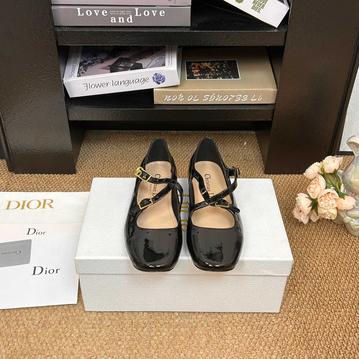 CD 26s Mary Jane Flats Black Patent Calfskin 157545