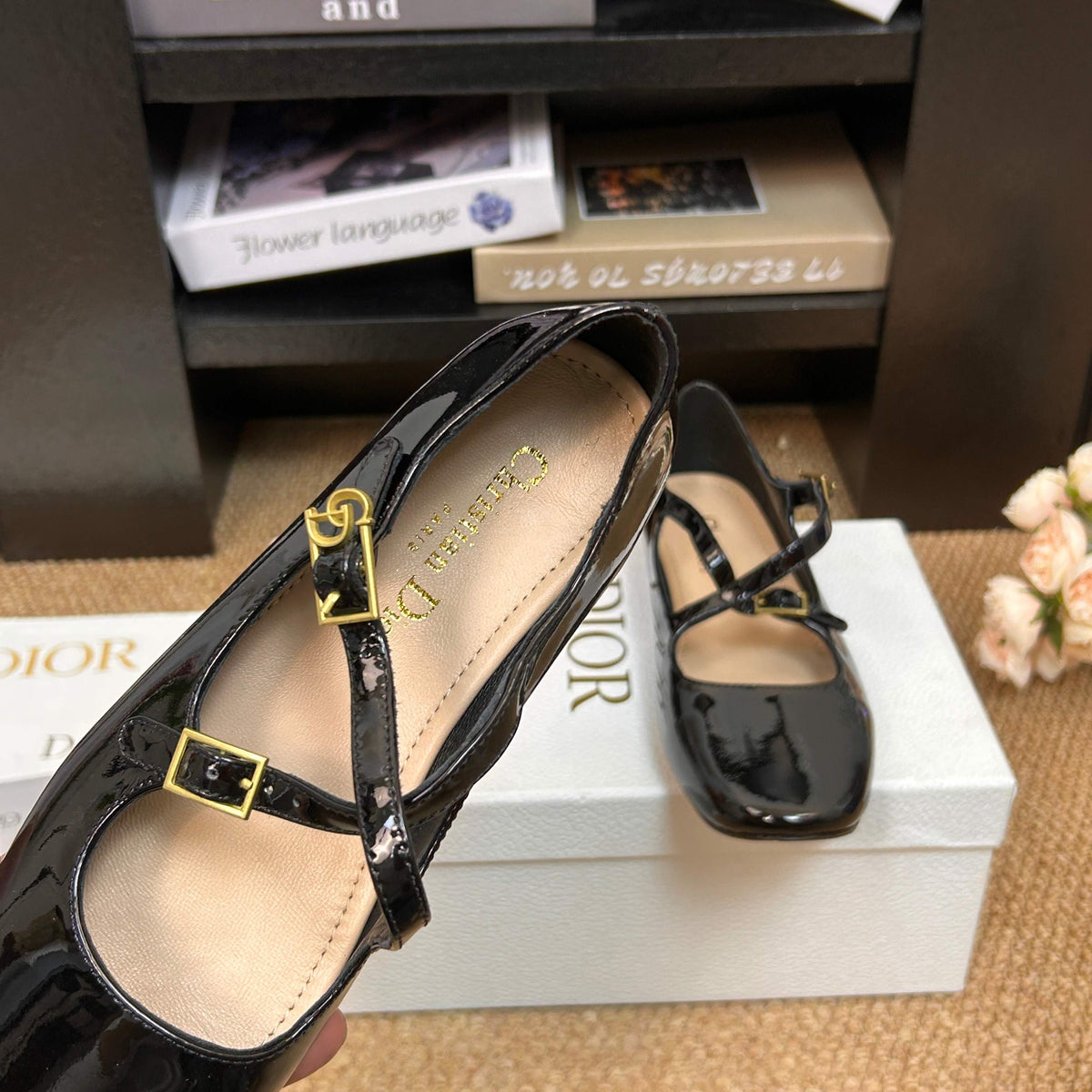 CD 26s Mary Jane Flats Black Patent Calfskin 157545
