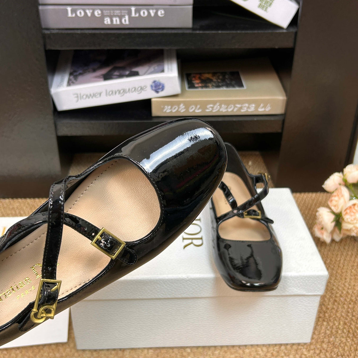 CD 26s Mary Jane Flats Black Patent Calfskin 157545