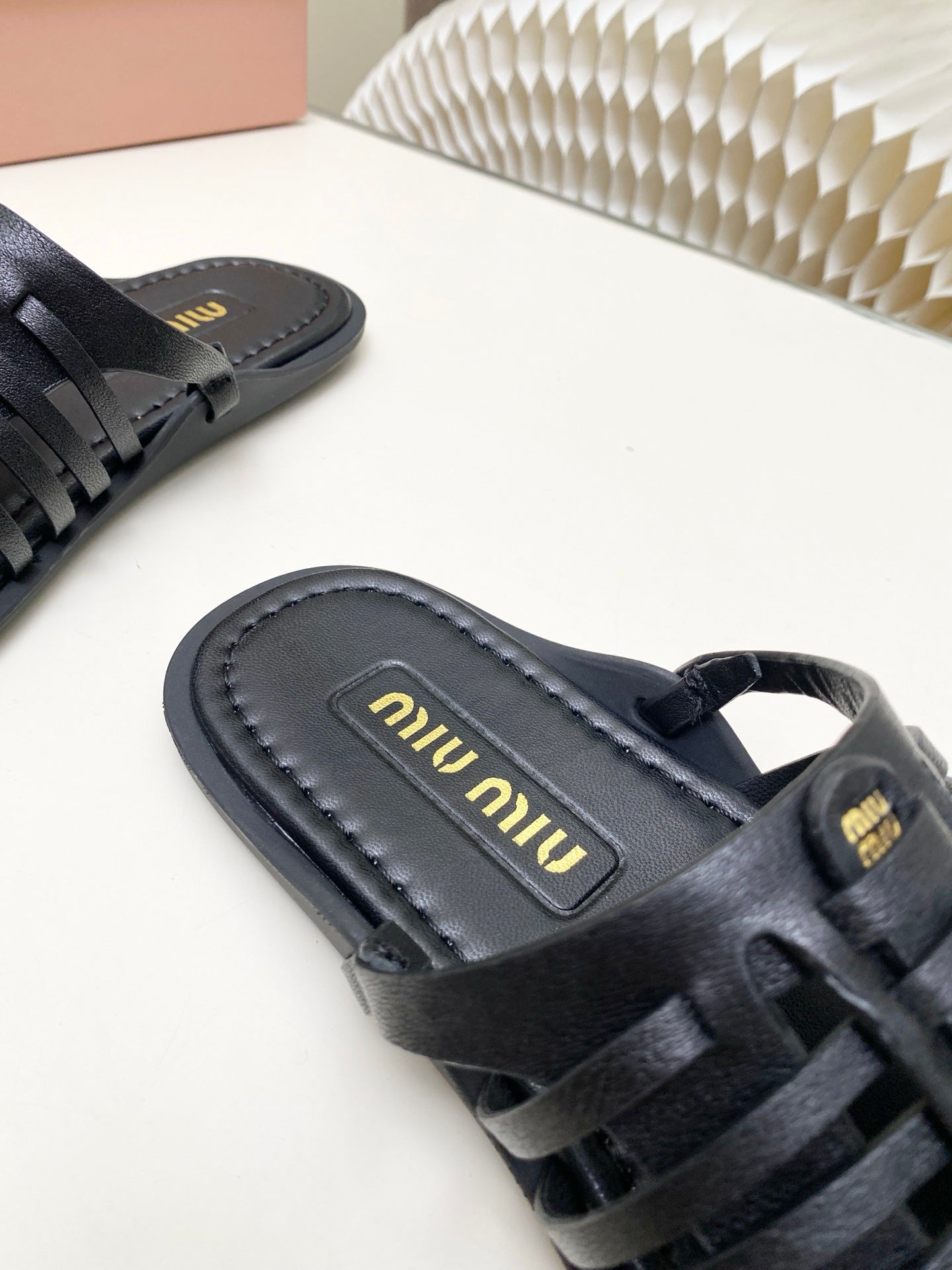 Miu 26s Open-Back Sandal Black Leather 881413