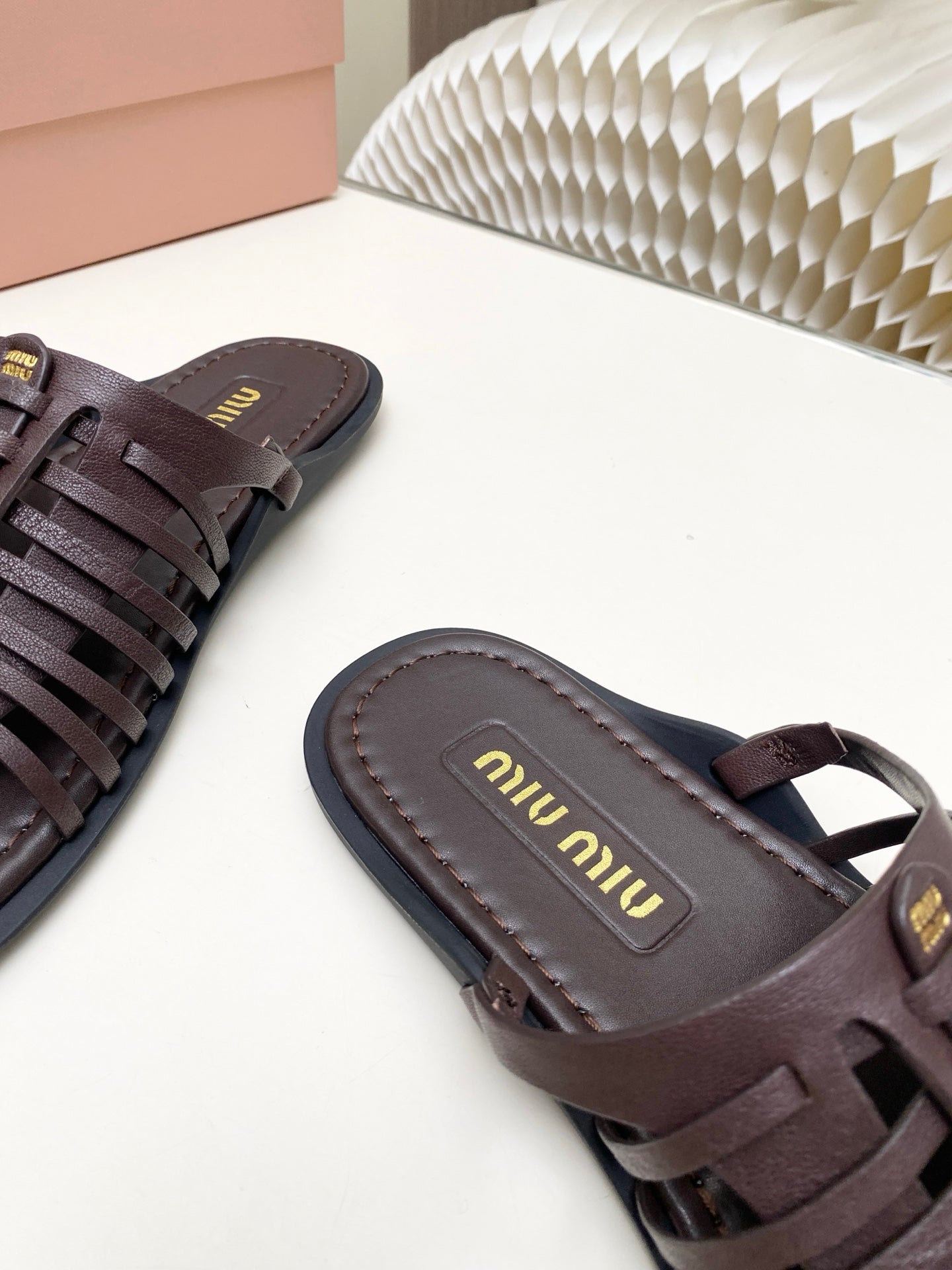 Miu 26s Open-Back Sandal Coffee Leather 881414