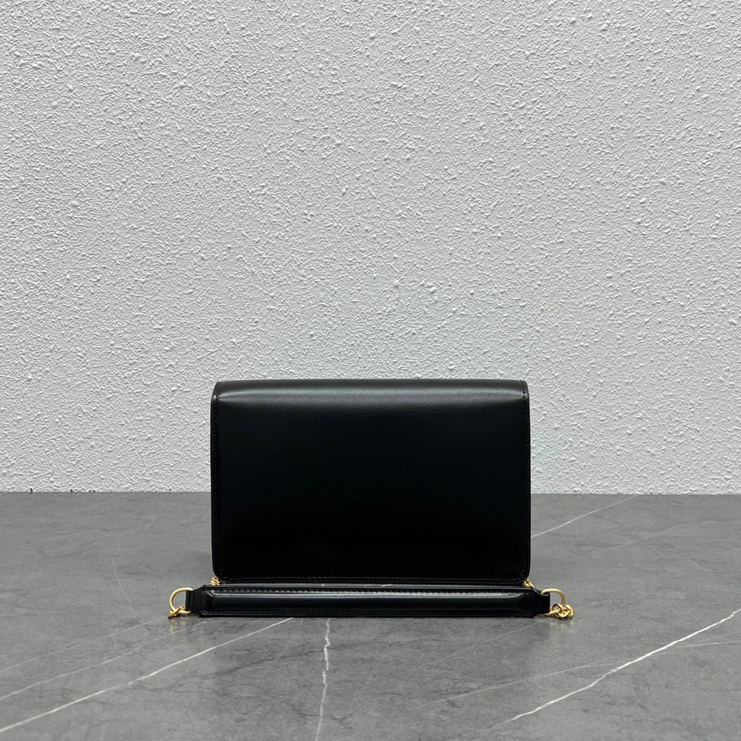 Celine WOC Triomphe Black Cowhide