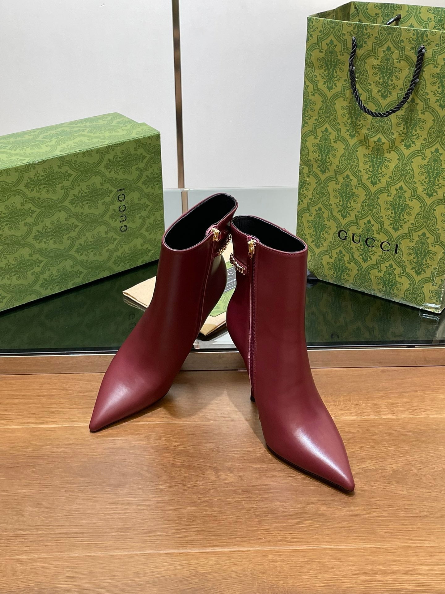 GG 26s Signoria Ankle Boot 10.5cm Burgundy Cowhide 997221