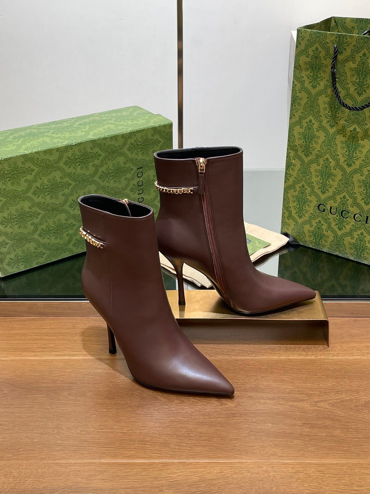 GG 26s Signoria Ankle Boot 10.5cm Brown Cowhide 997222