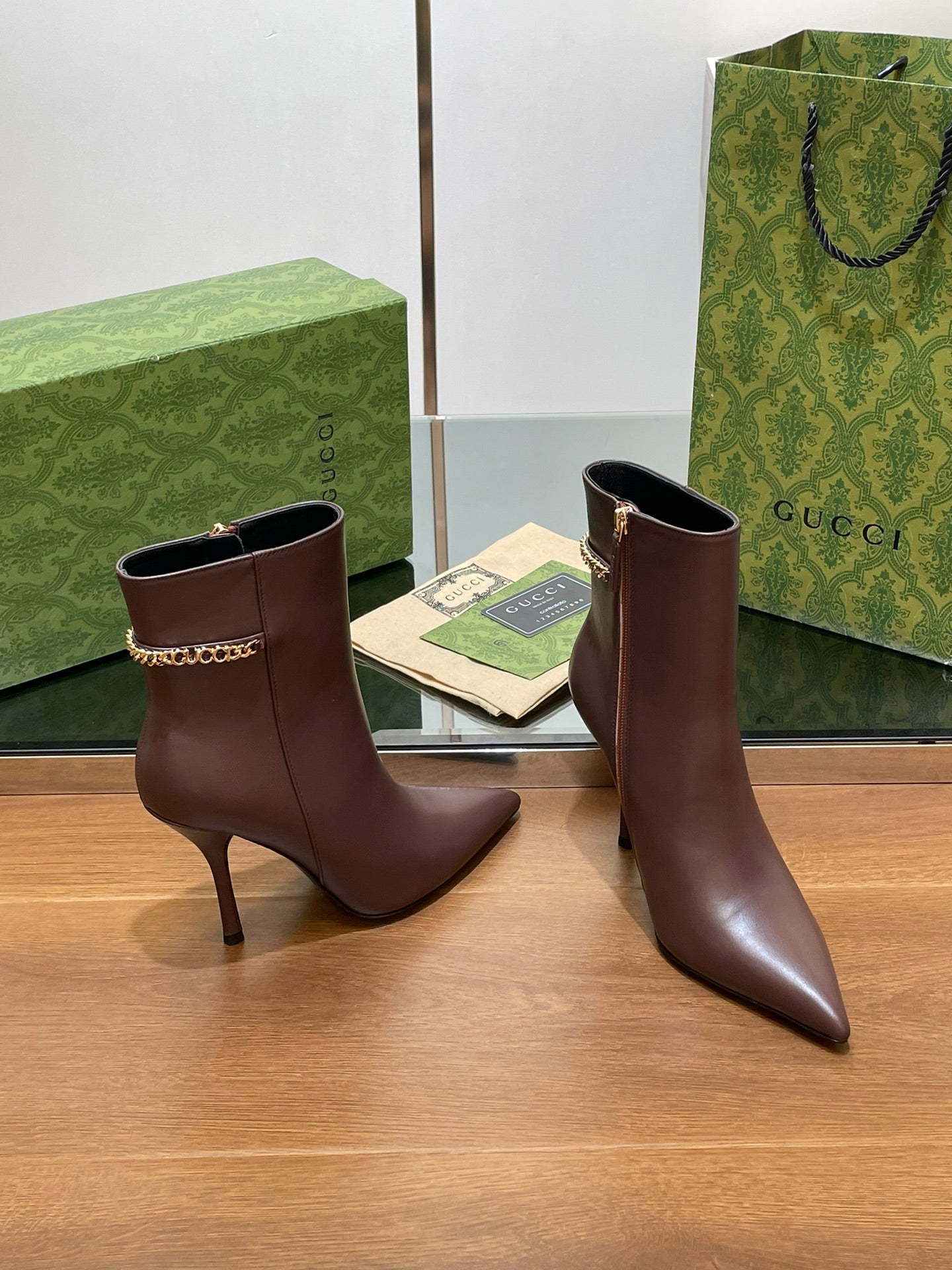 GG 26s Signoria Ankle Boot 10.5cm Brown Cowhide 997222