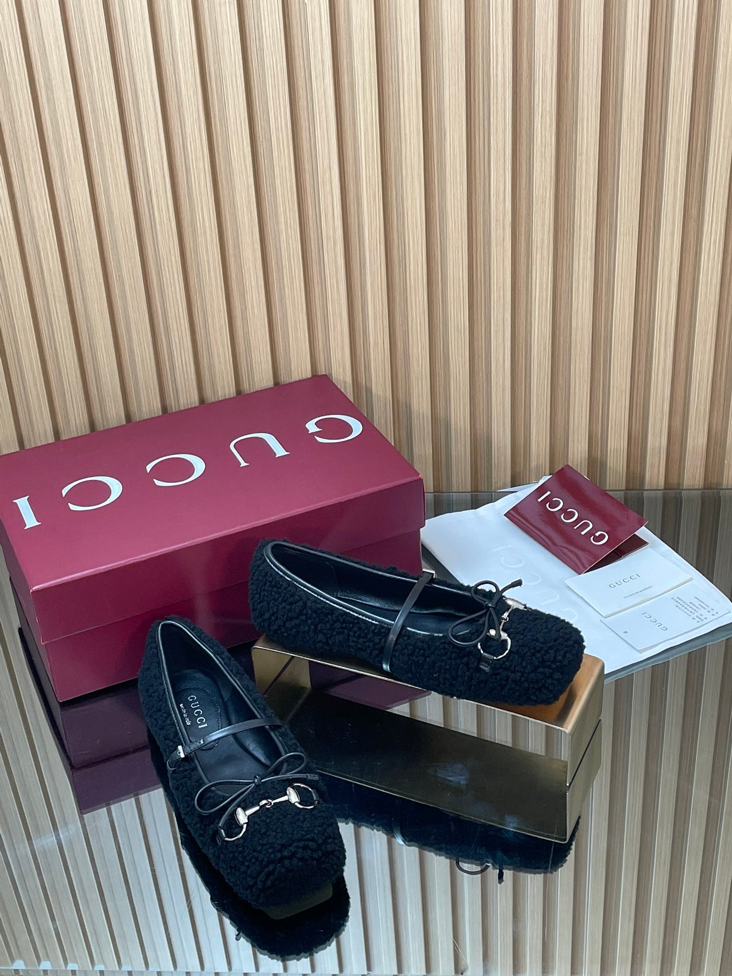 Gucci 26 Ballet Full Black Calfskin Wool 562991