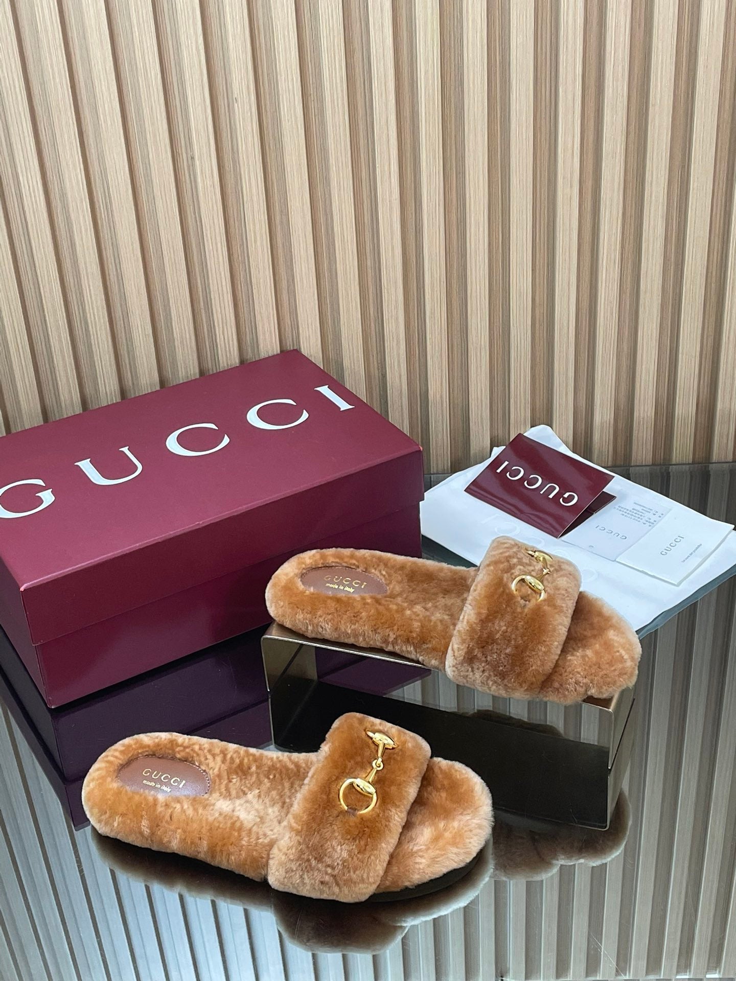 Gucci 2025 Horsebit Slipper Brown Wool 562871