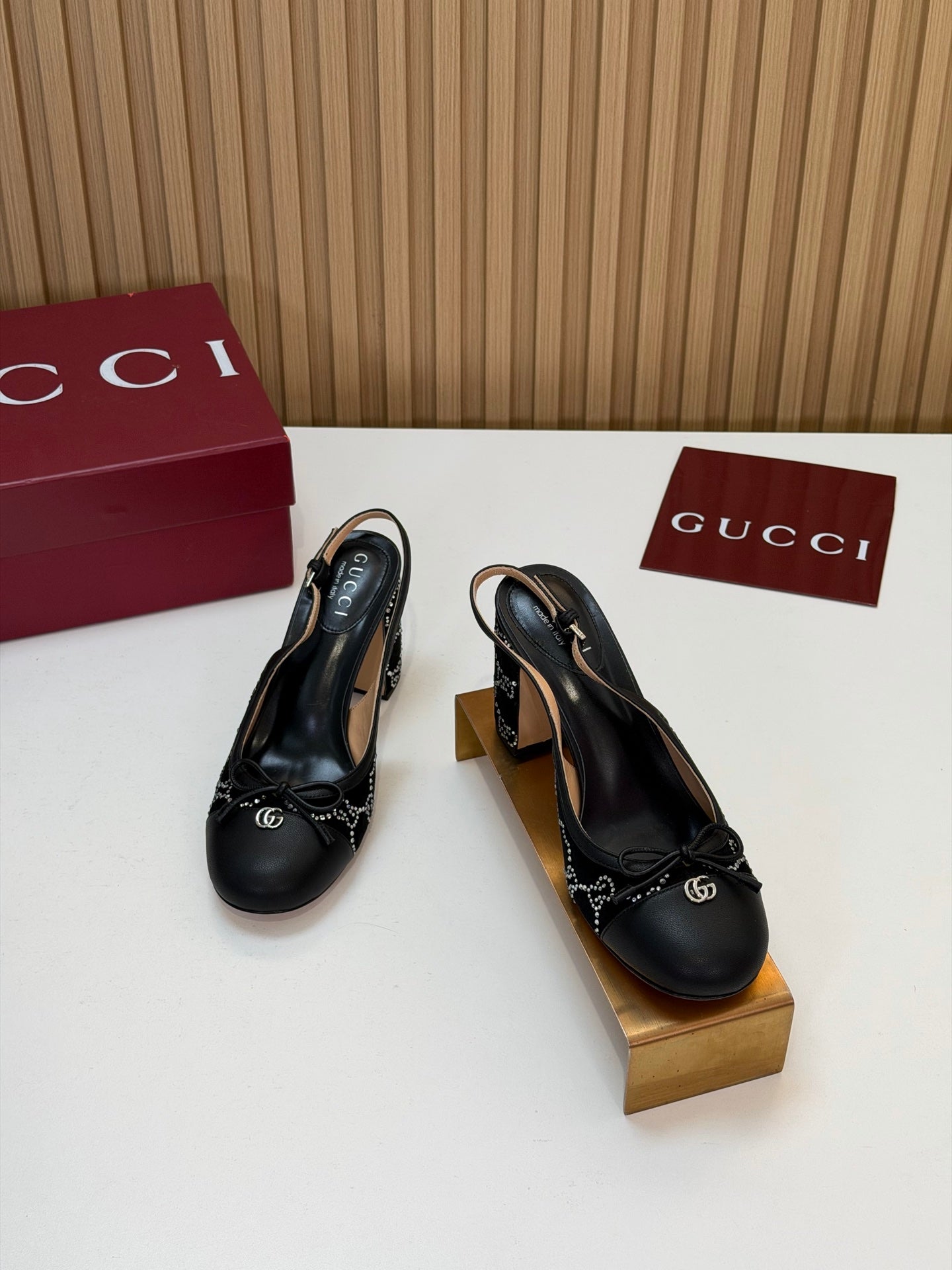 GG 26s Embellished Slingback Pumps Black Velvet 997166