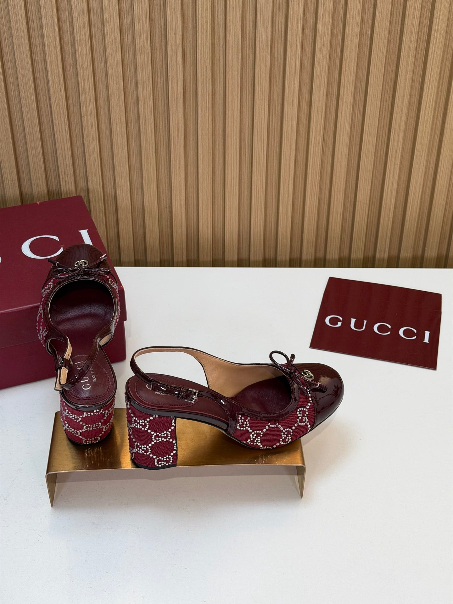 GG 26s Embellished Slingback Pumps Red Denim 997168