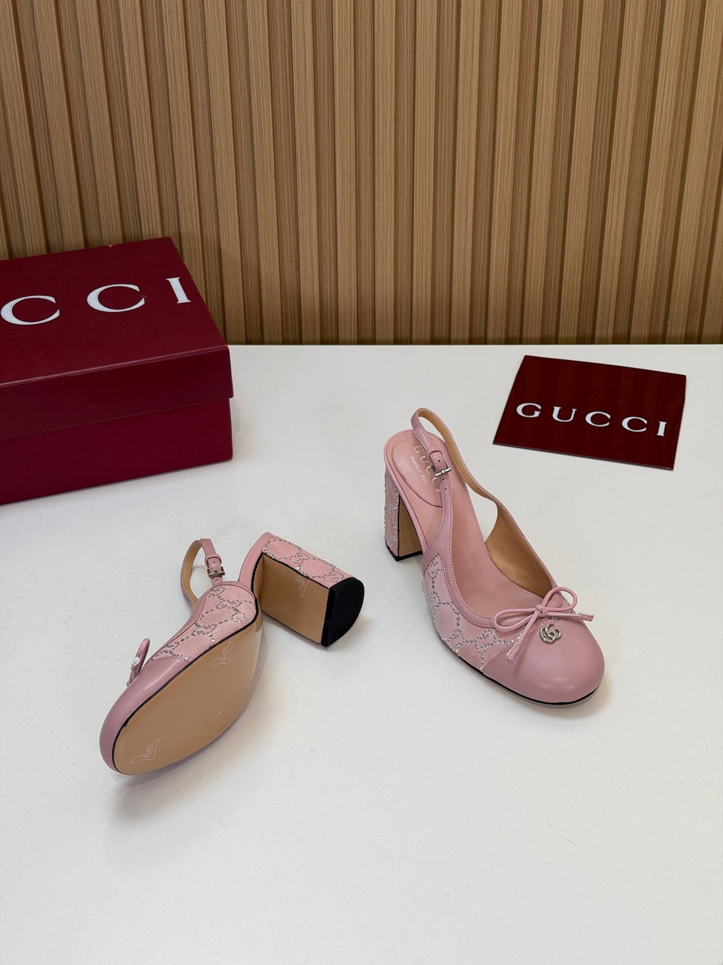 GG 26s Embellished Slingback Pumps Pink Velvet 997164