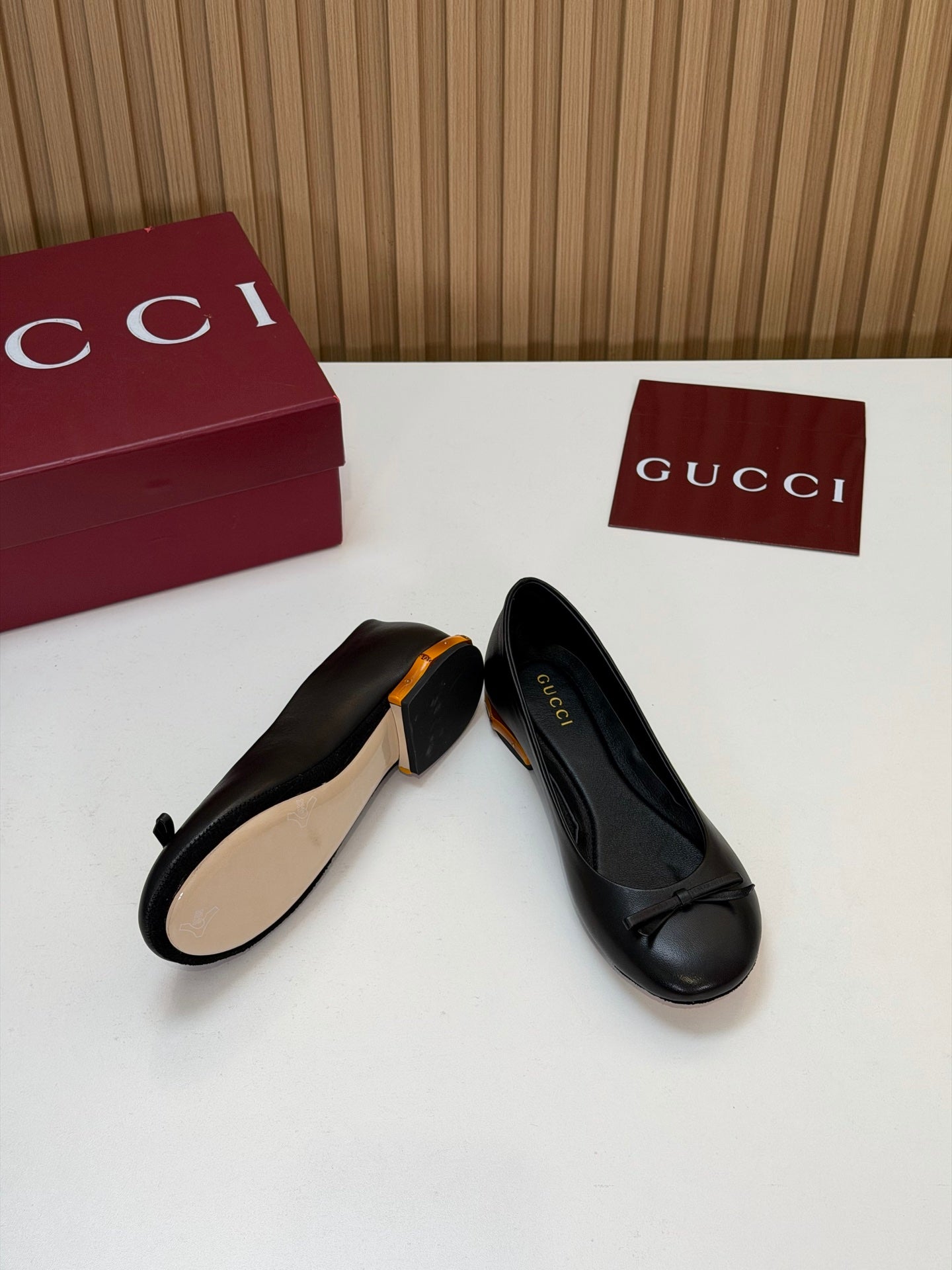 GG 26s Ballerina With Bamboo Flats Black Sheepskin 997175