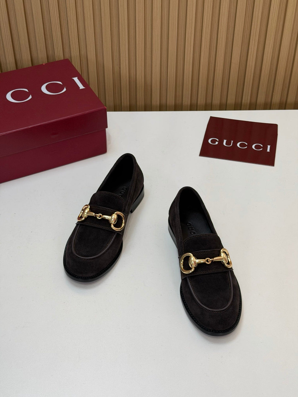 Gucci 26s Loafers Dark Brown Suede Leather 156822
