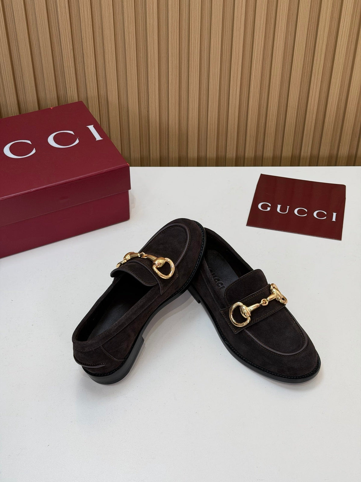 Gucci 26s Loafers Dark Brown Suede Leather 156822