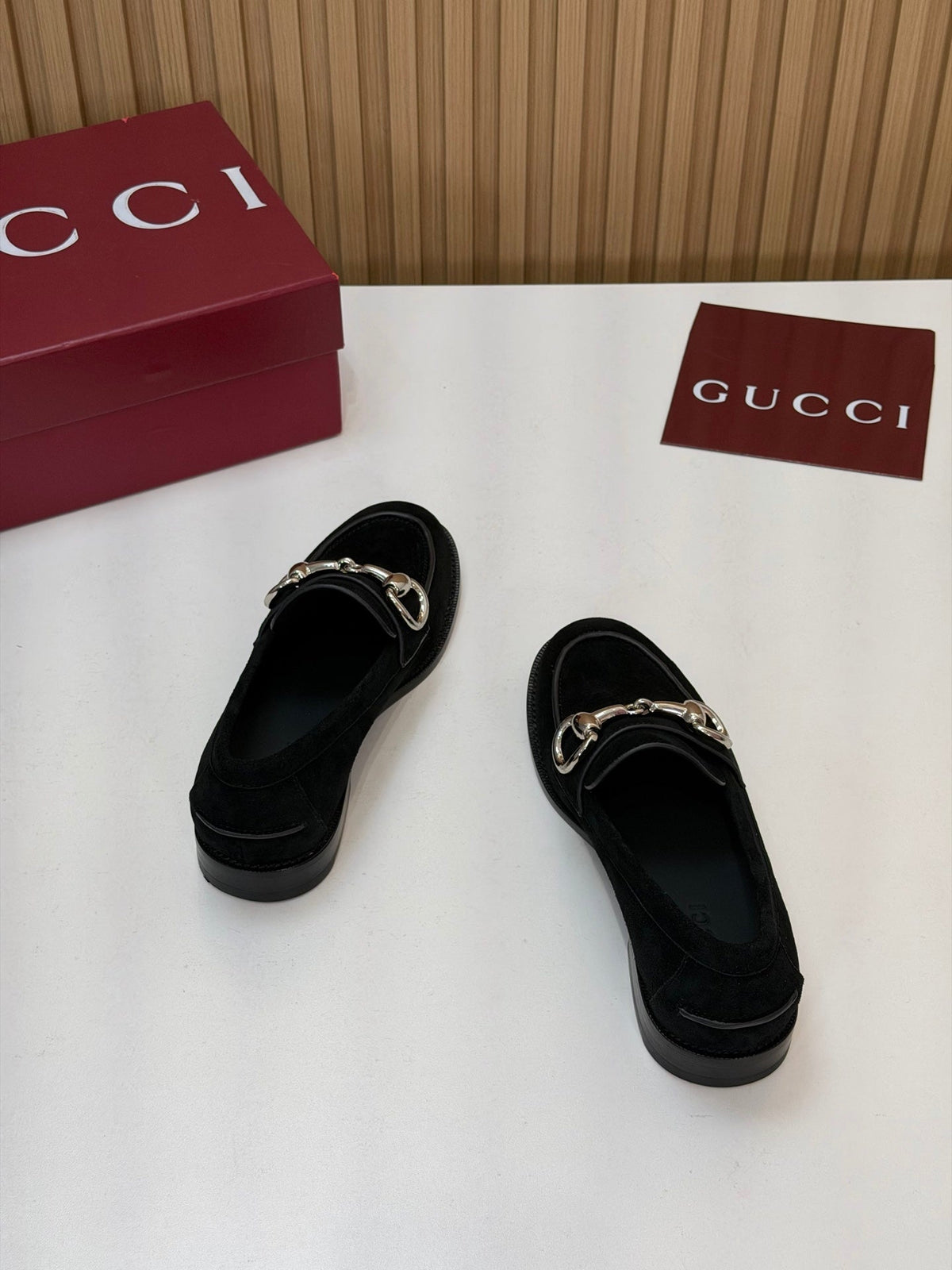 Gucci 26s Loafers Black Suede Leather 156823