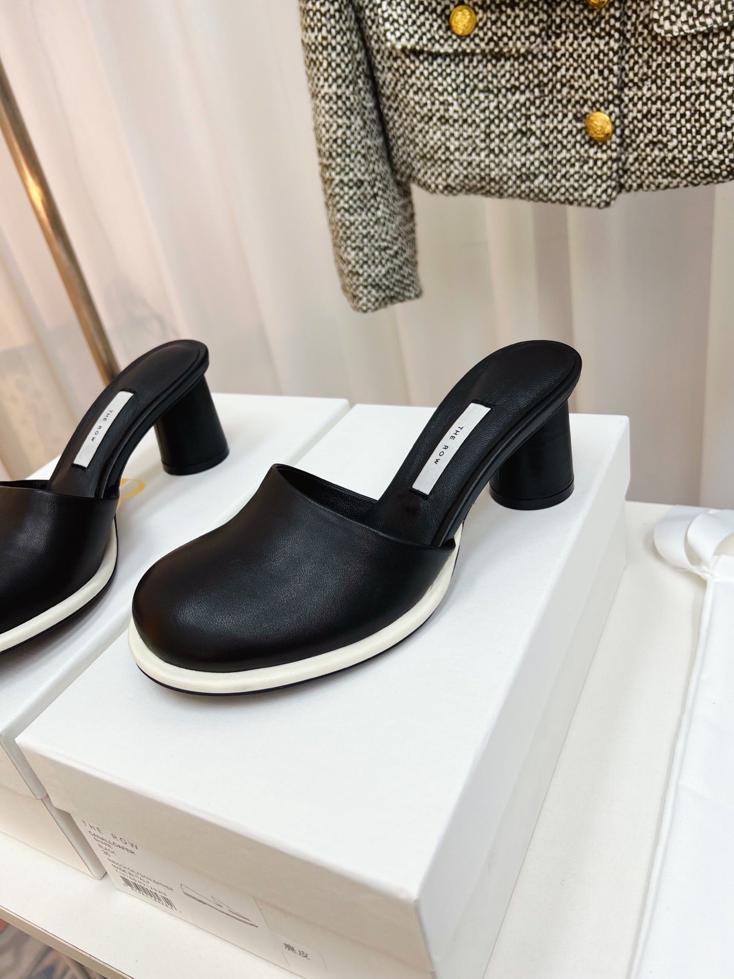 The Row  Mules 50mm Black Sheepskin 324739