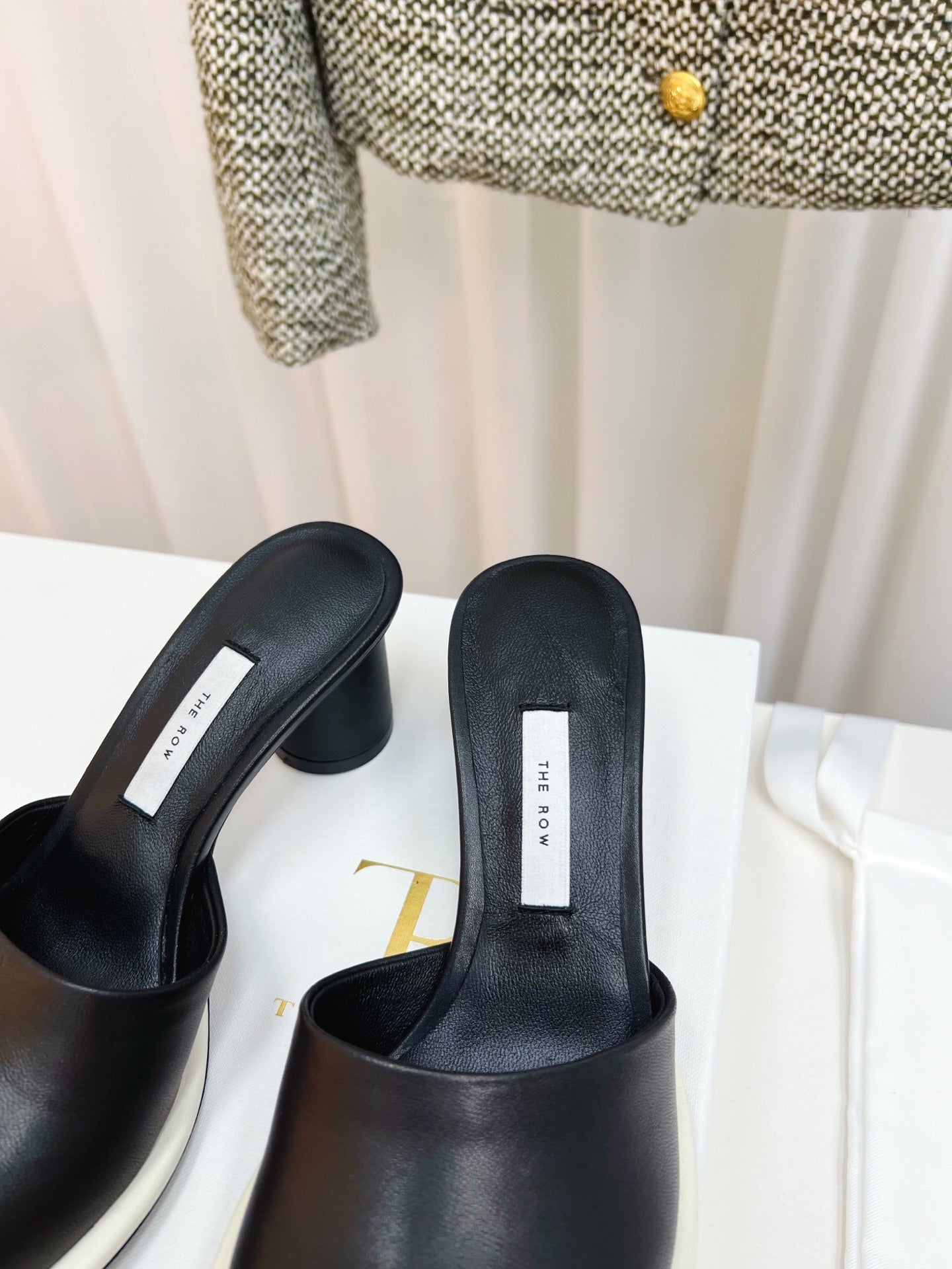 The Row  Mules 50mm Black Sheepskin 324739