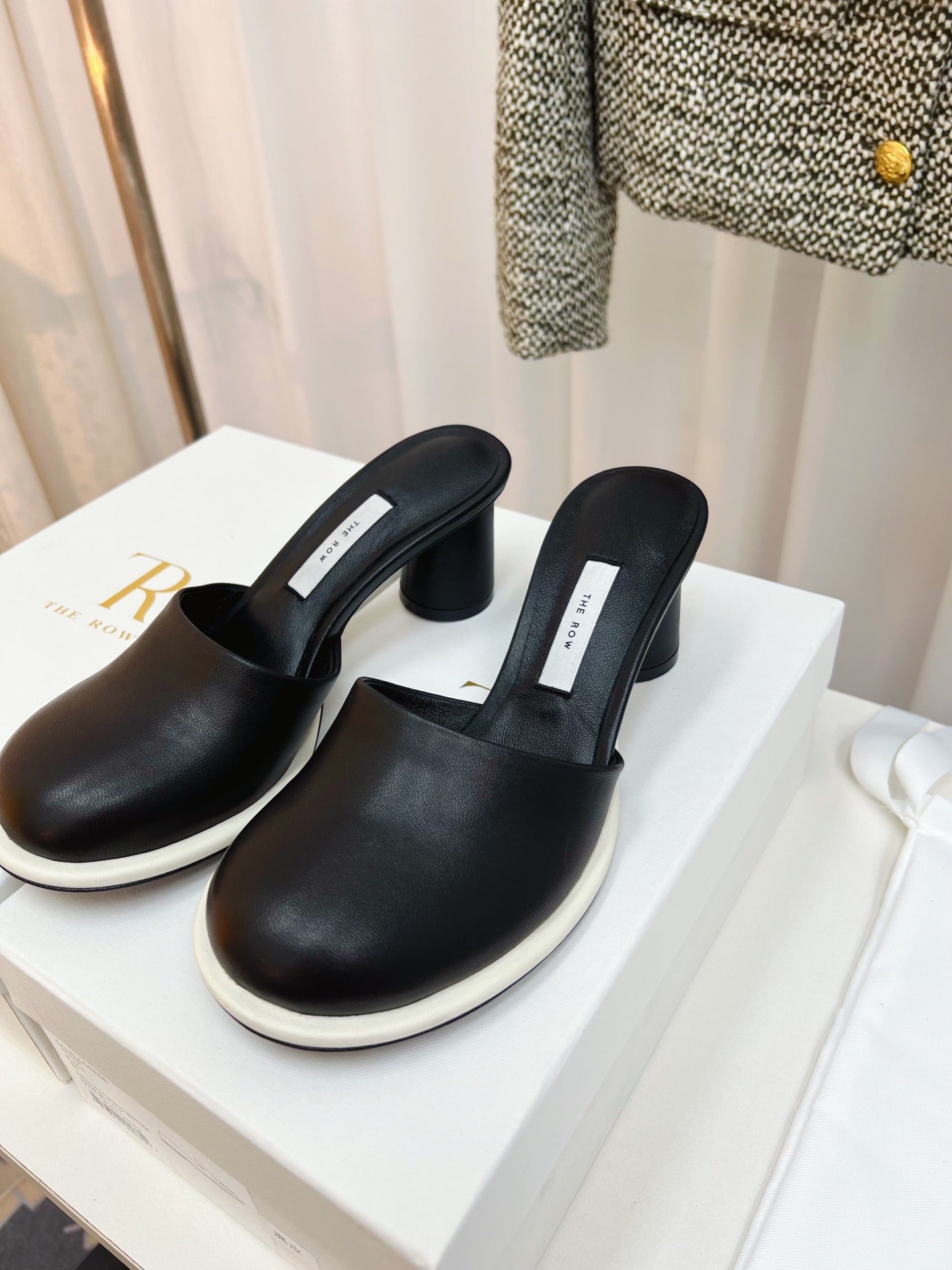 The Row  Mules 50mm Black Sheepskin 324739