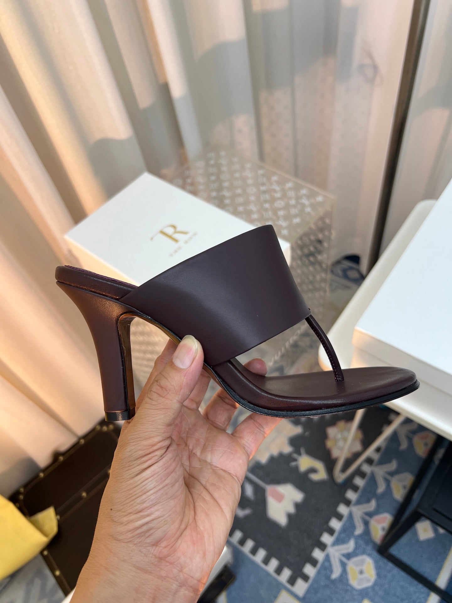 The Row  Heel Sandals 50mm Dark Brown Calfskin 324736