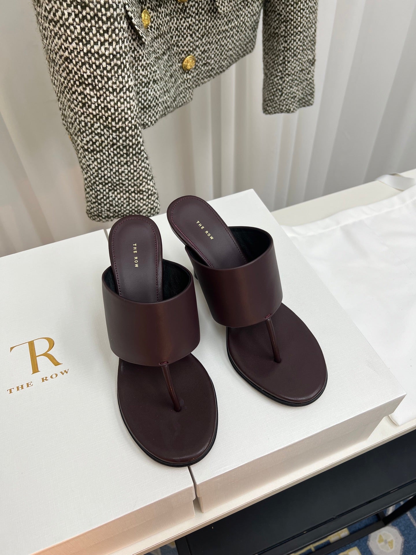 The Row  Heel Sandals 50mm Dark Brown Calfskin 324736
