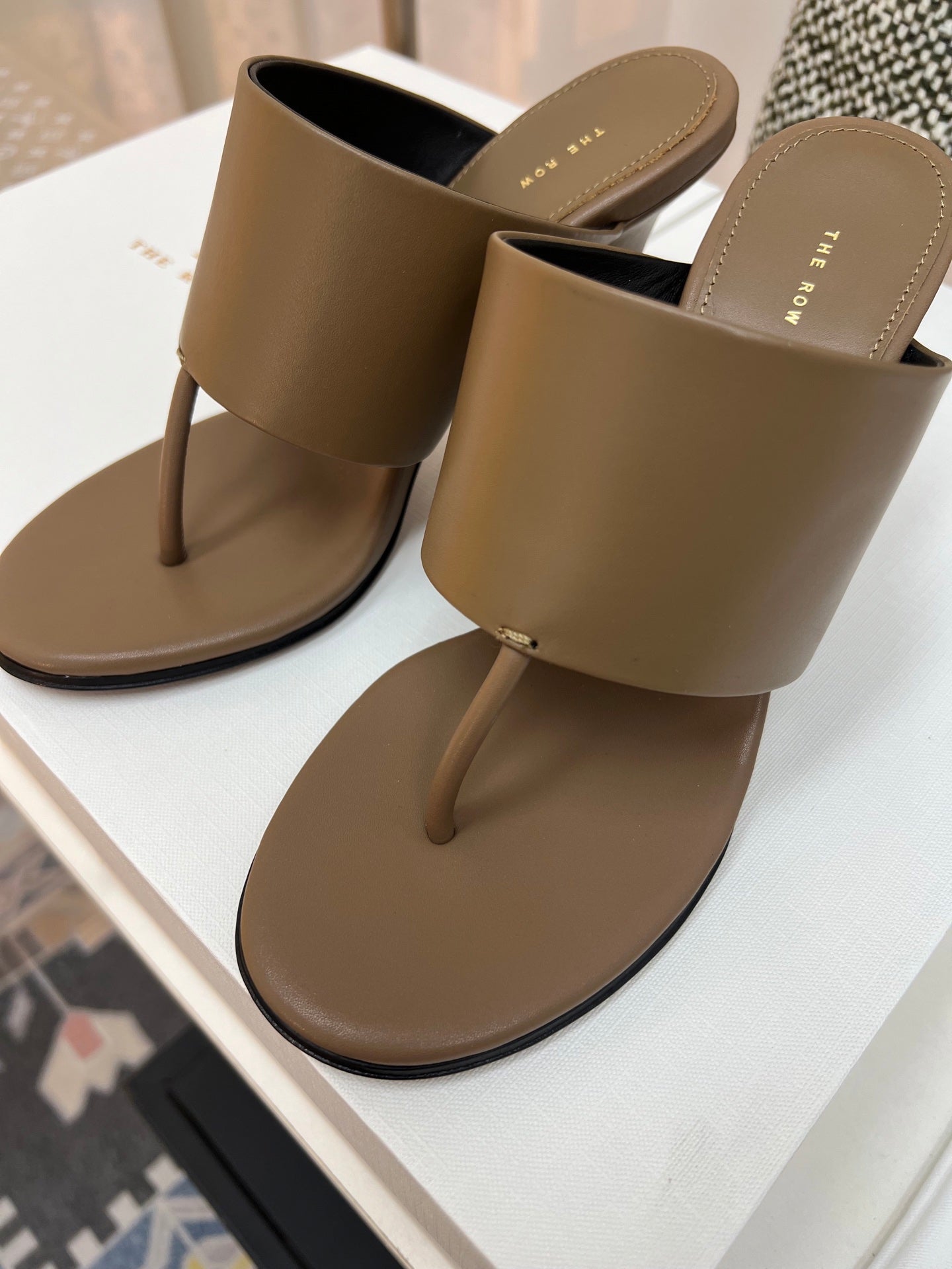 The Row  Heel Sandals 50mm Brown Calfskin 324738
