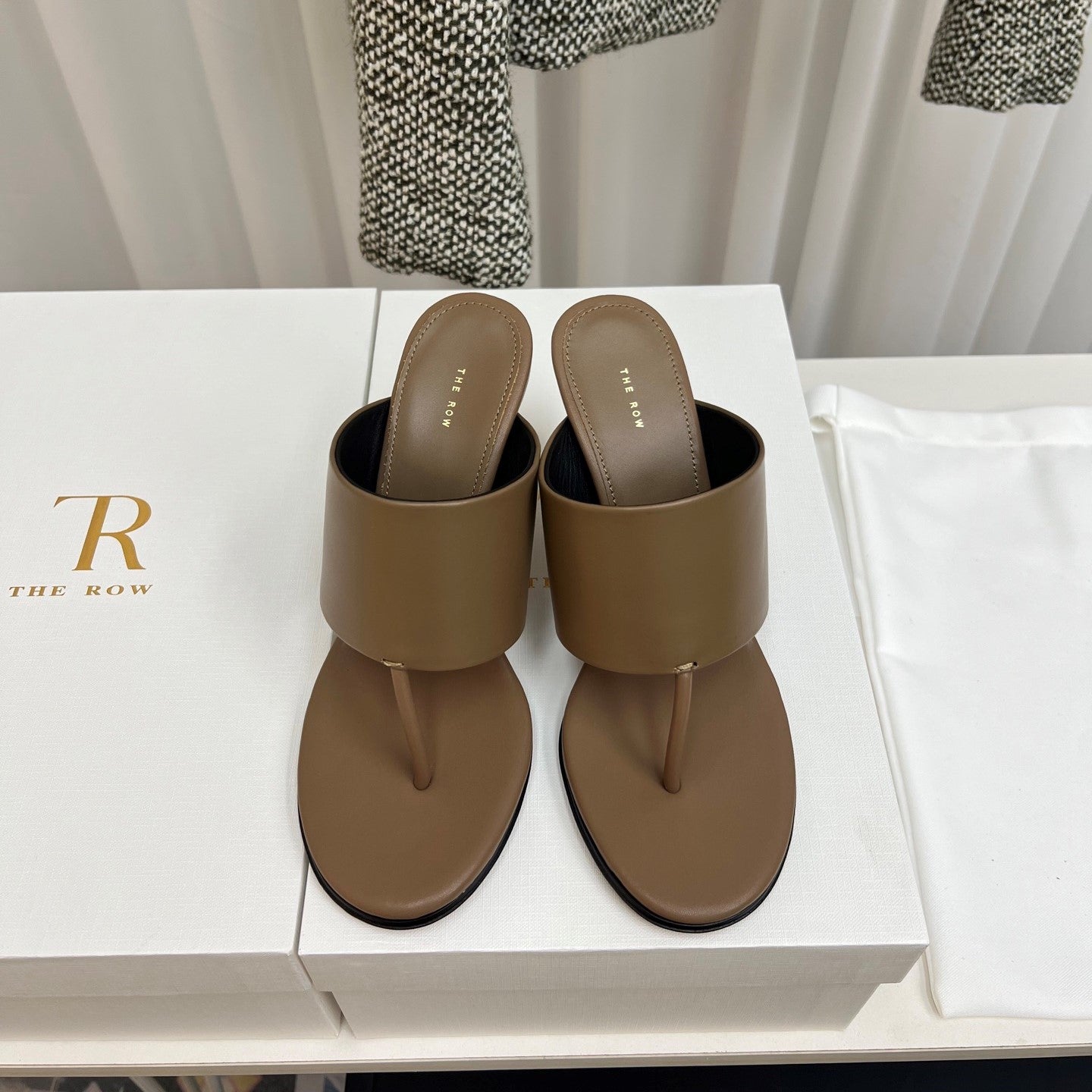 The Row  Heel Sandals 50mm Brown Calfskin 324738
