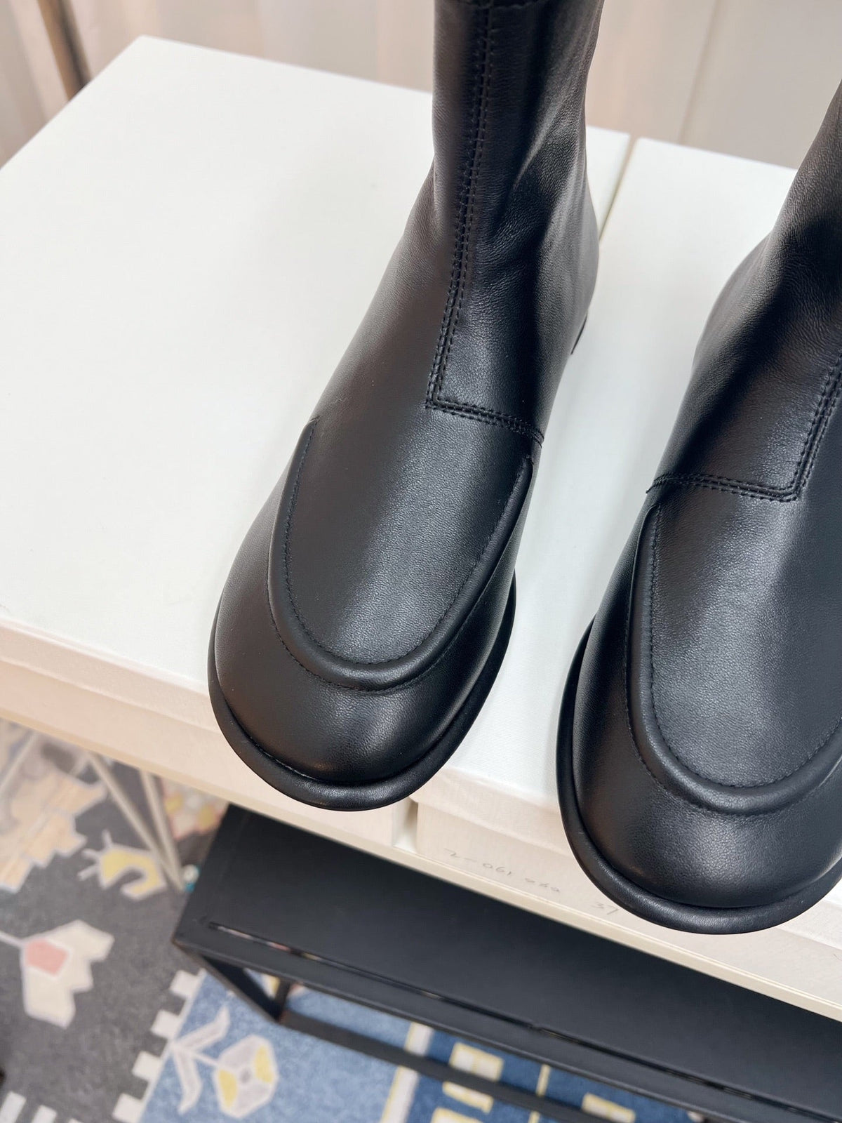 The Row 26s Zipped Boot Flat Black Leather 146487