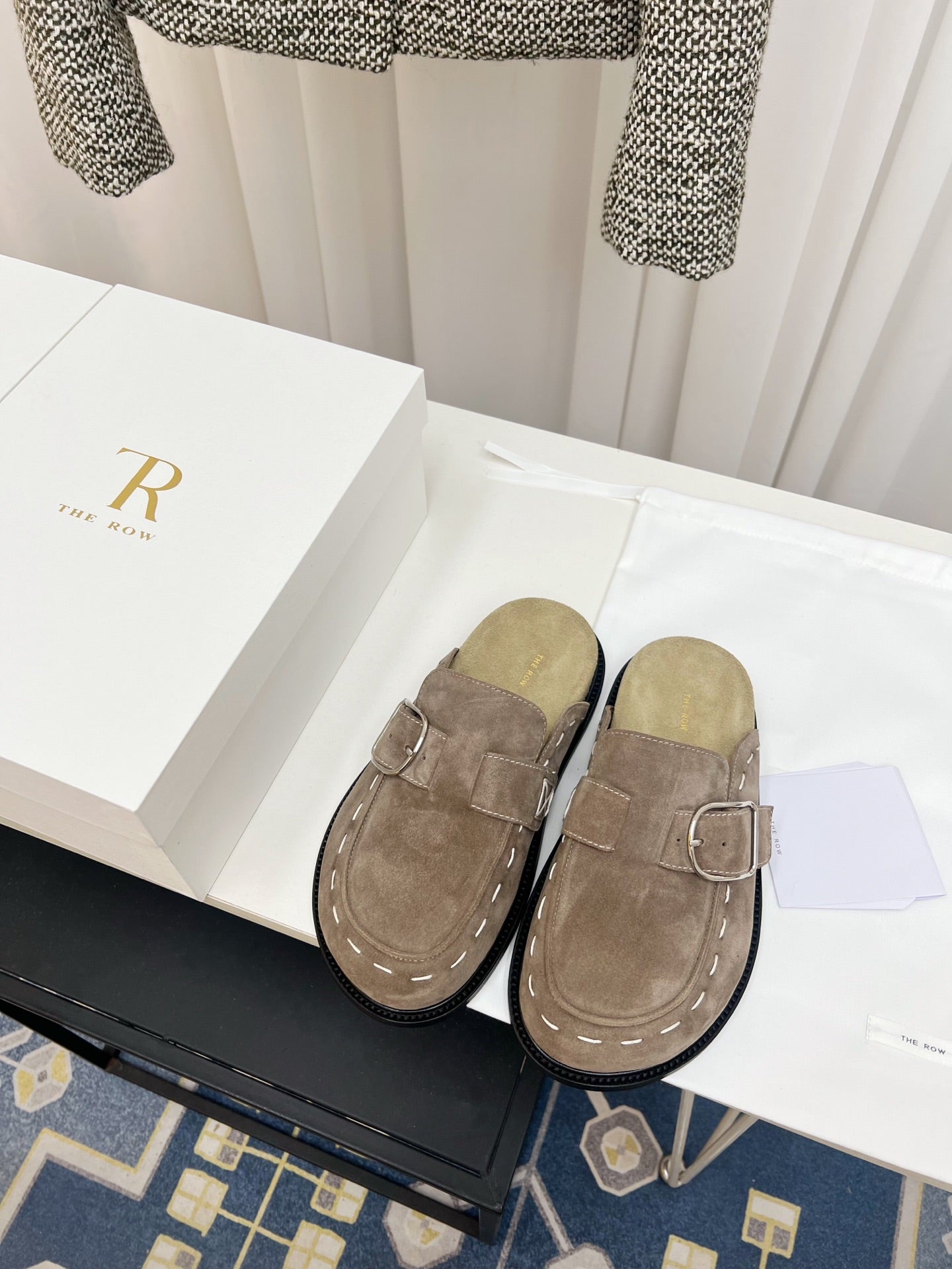 The Row 26 Birkenstock Slippers Taupe Suede 832677