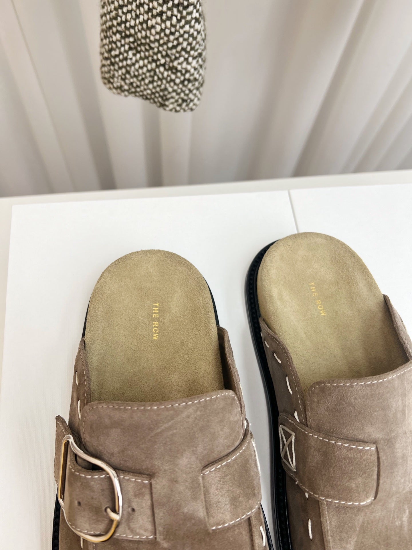 The Row 26 Birkenstock Slippers Taupe Suede 832677