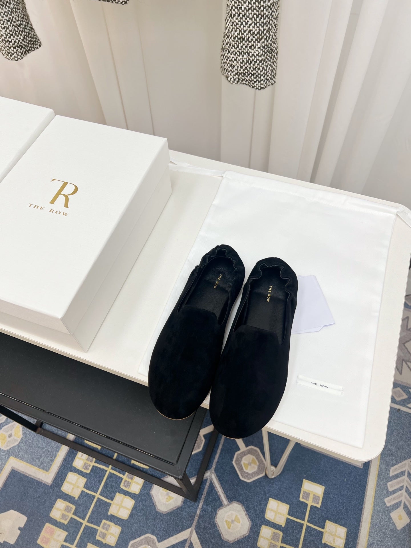 The Row Casa Ballet Flat Black Suede 832670