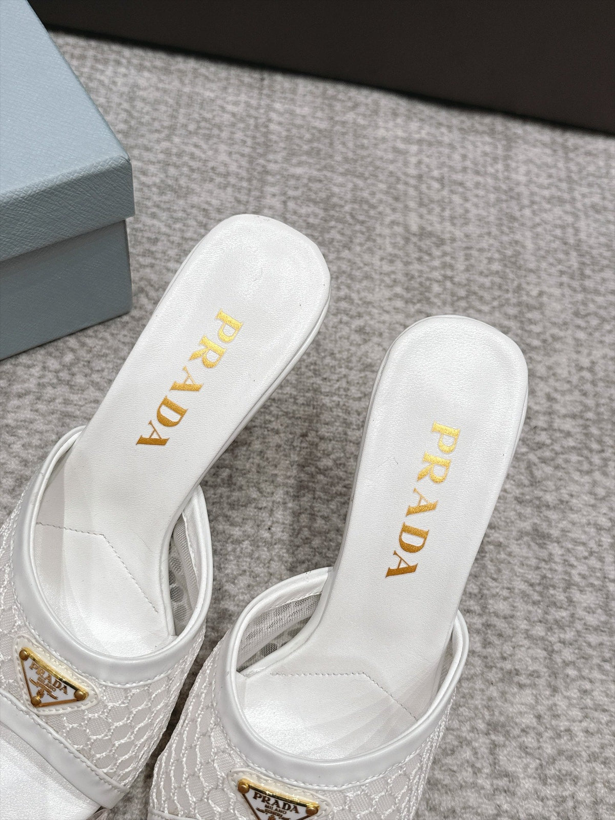 Prada 26s Mules 7.5cm White Mesh 195225