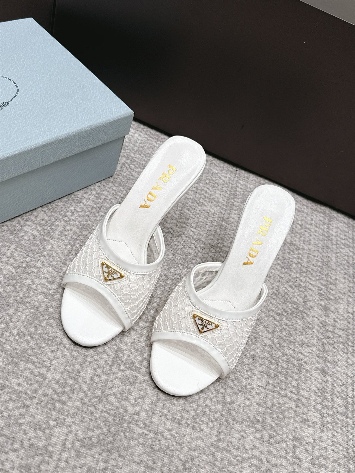 Prada 26s Mules 7.5cm White Mesh 195225