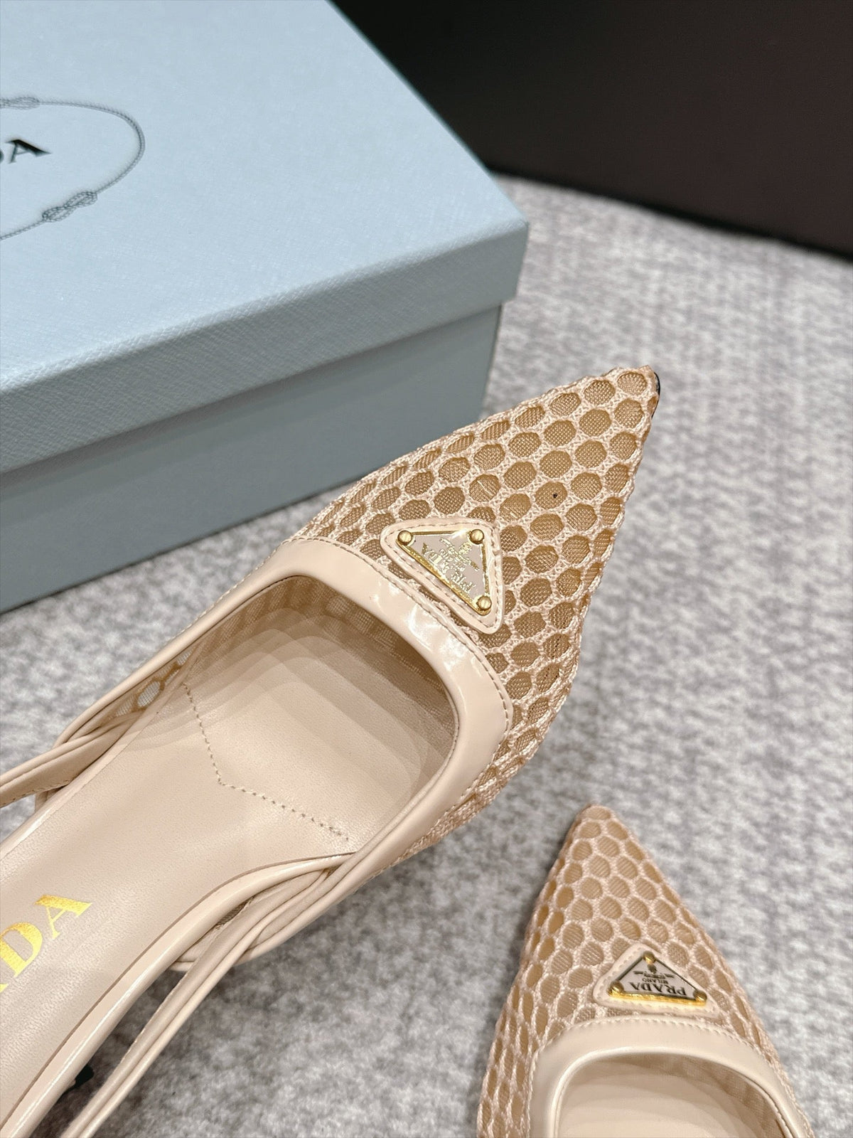 Prada 26s Slingback 7.5cm Beige Mesh 195231
