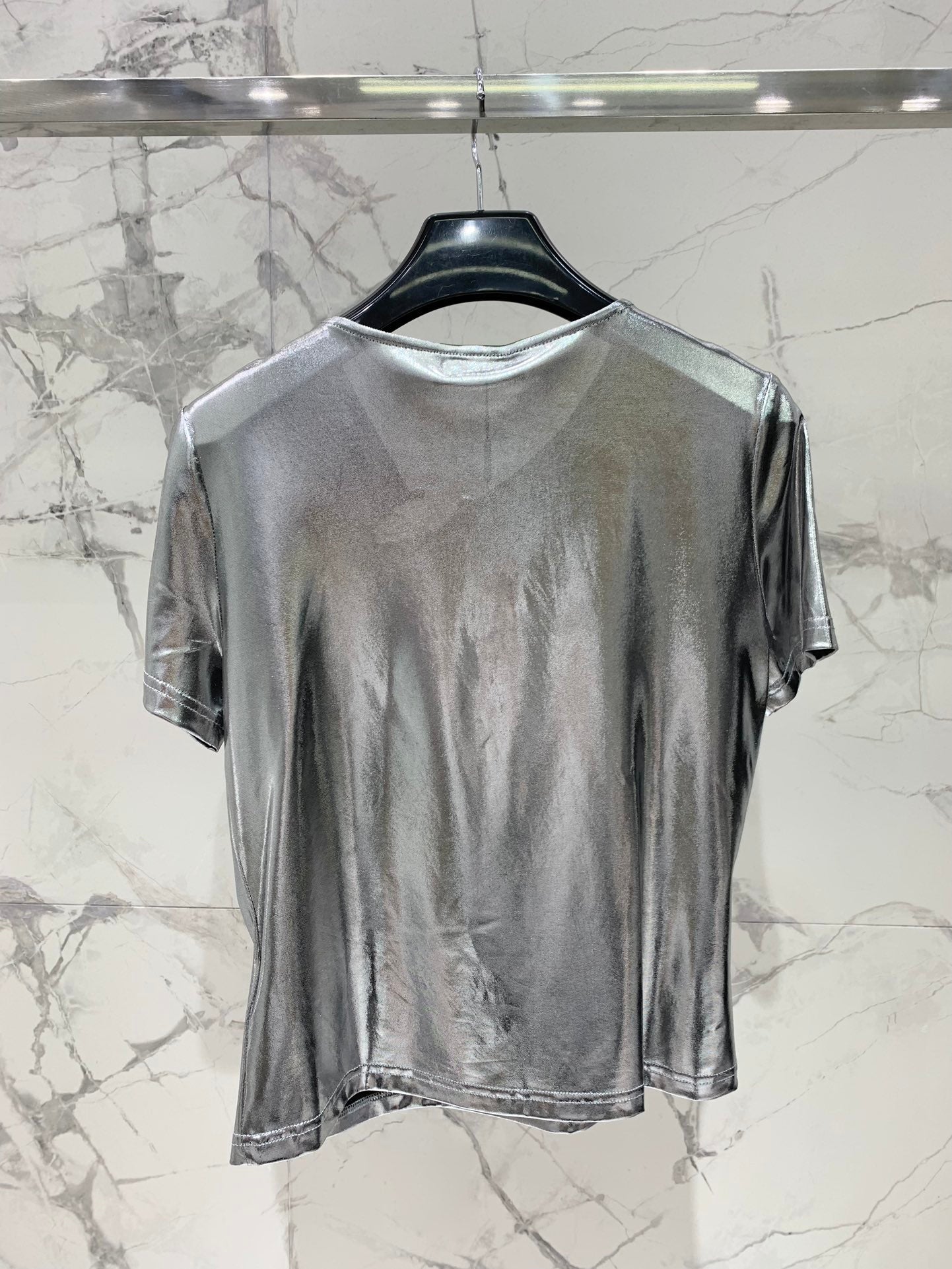 YSL 26s Blouse Metallic Sliver Polyester 408631