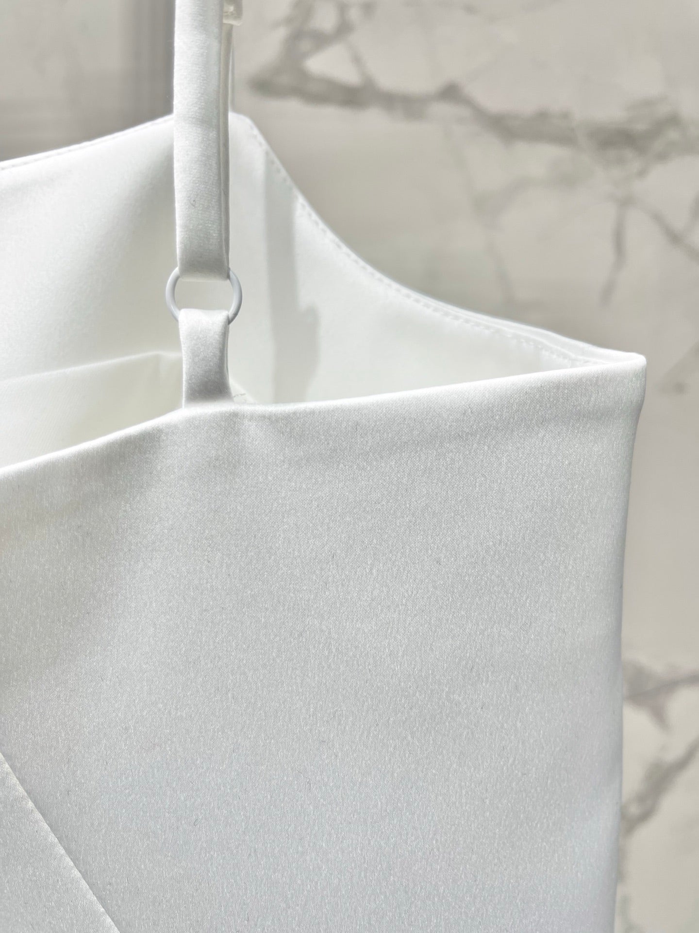 YSL Waist-cinching Slip Dress White Satin