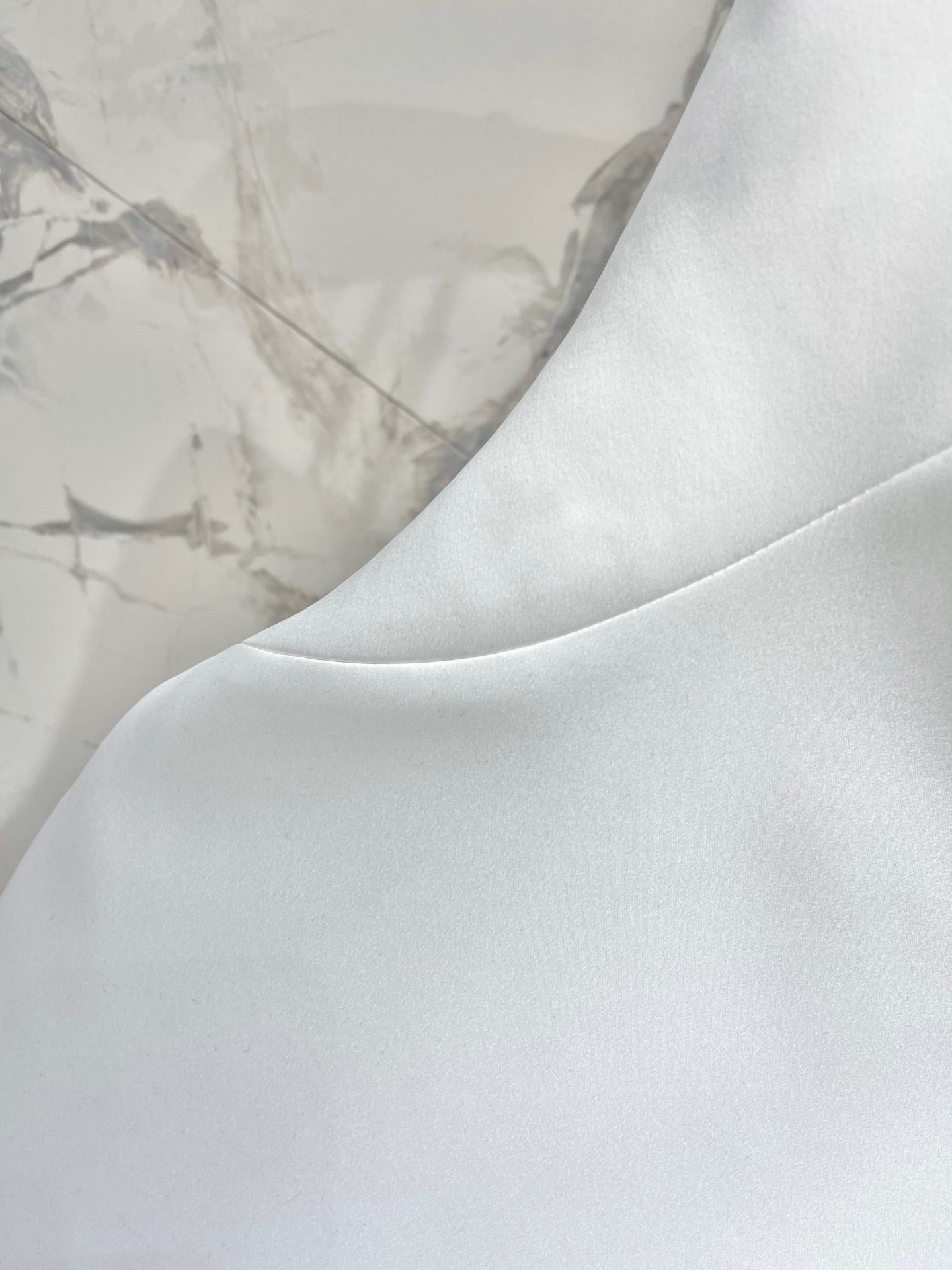 YSL Waist-cinching Slip Dress White Satin