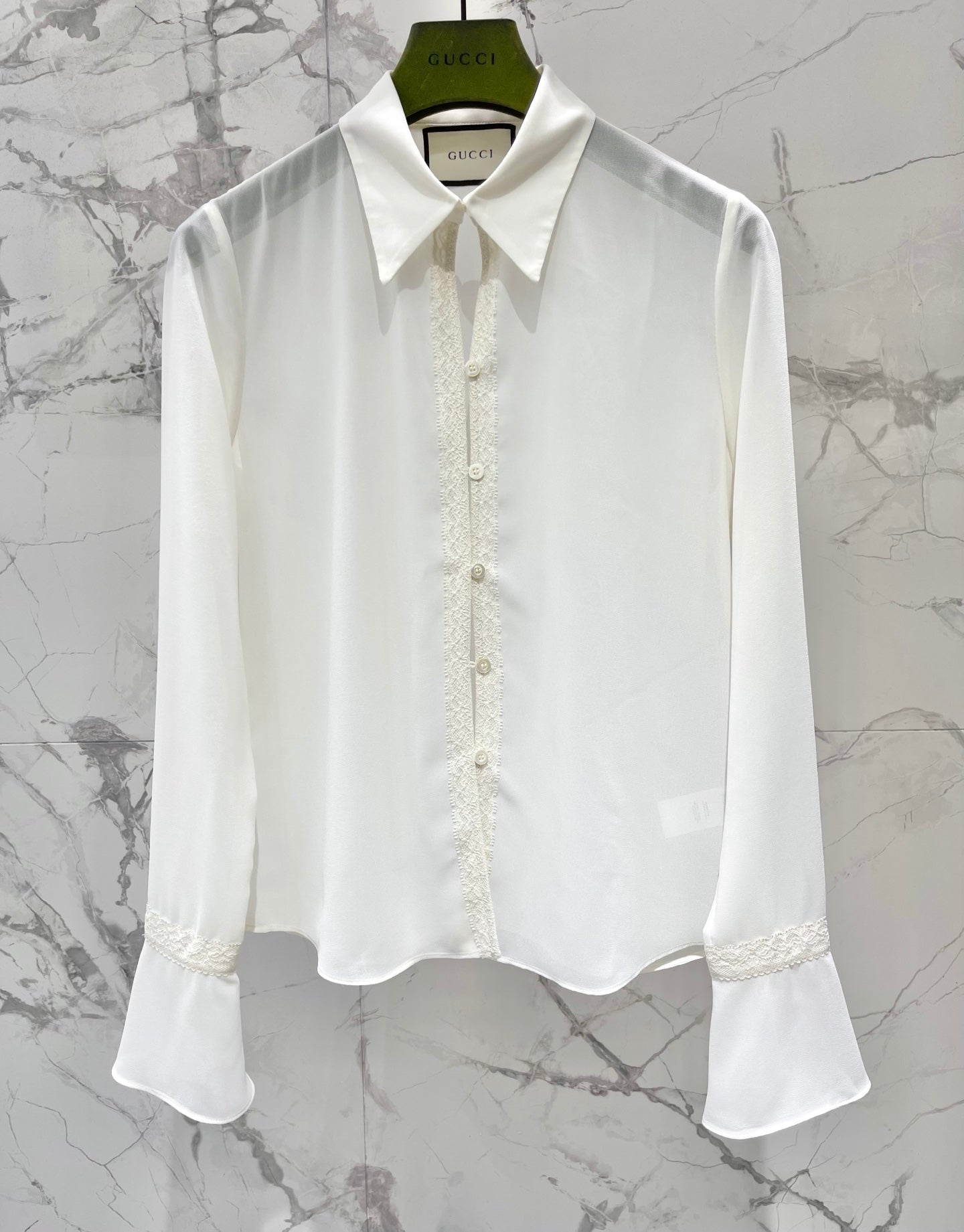 GG 26s Georgette Shirt White Lightweight Silk 408670