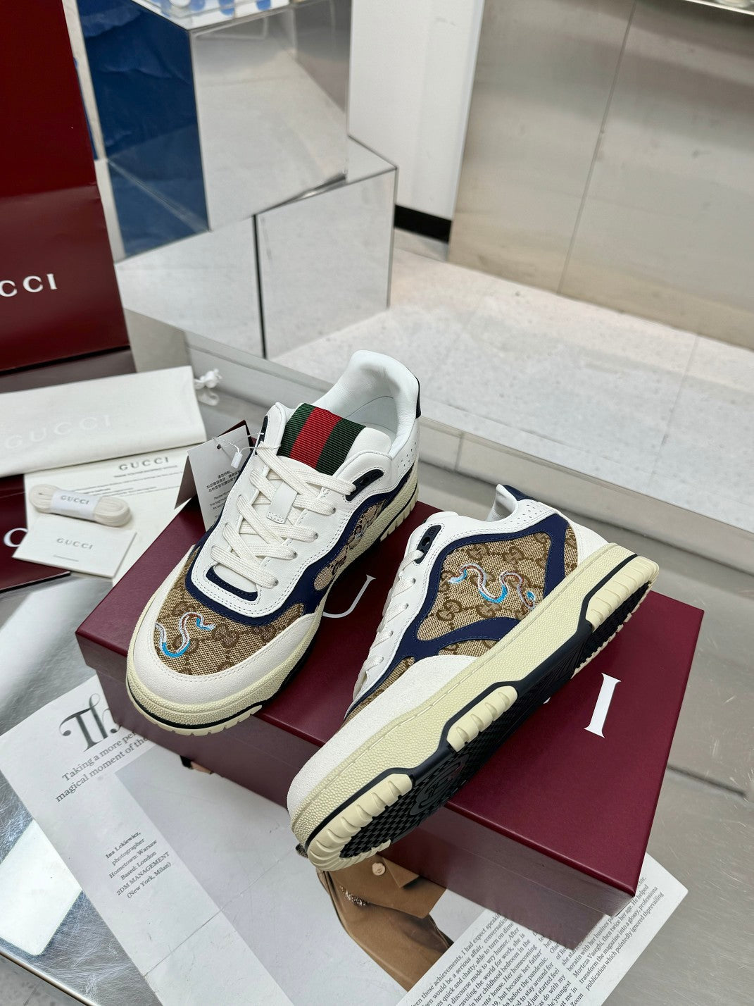 GG Re-Web Sneakers Black Brown White Suede Cowhide Fabric 564716