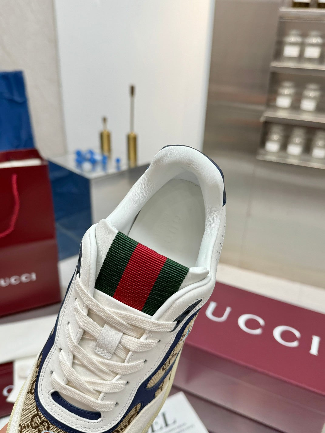 GG Re-Web Sneakers Black Brown White Suede Cowhide Fabric 564716