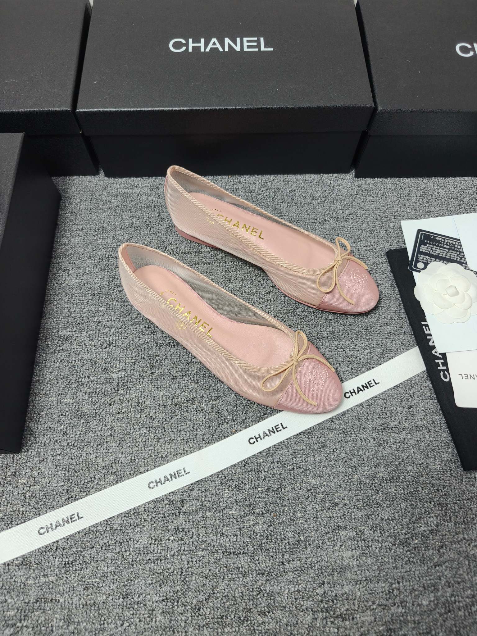 CC 26s Ballet Flat Light Pink Mesh Fabric Sheepskin 681981