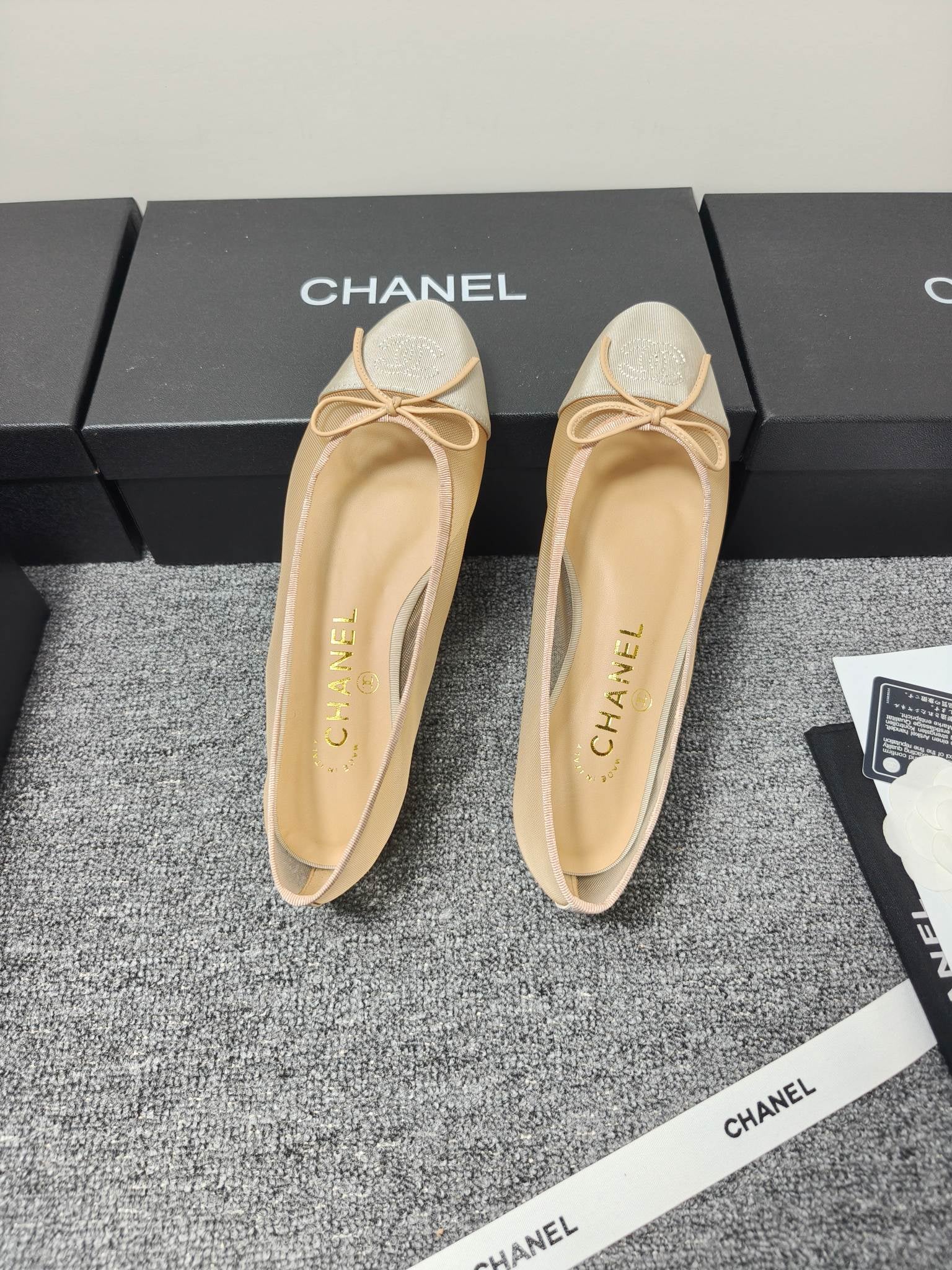 CC 26s Ballet Flat Beige Mesh Fabric Sheepskin 681984