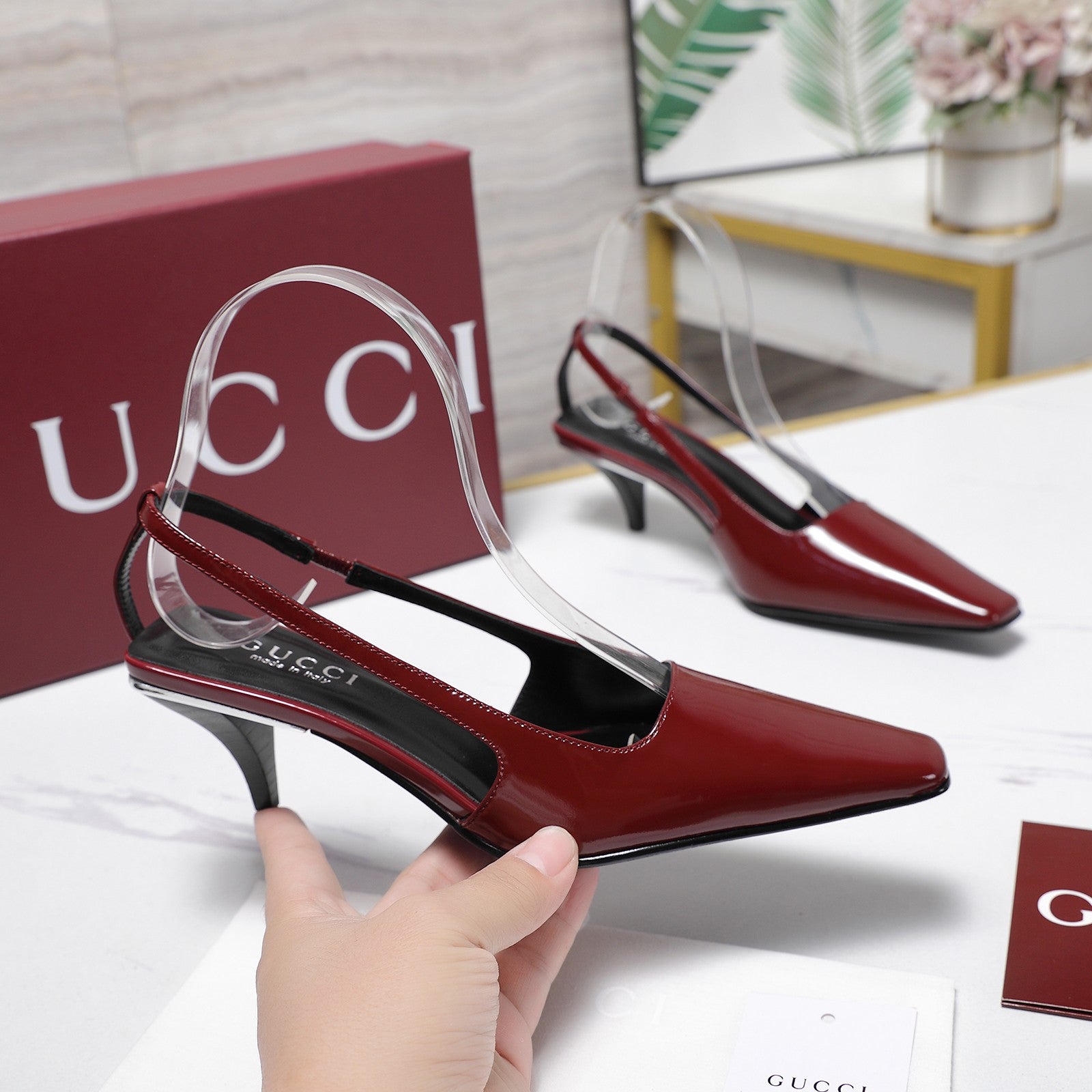 GG Cruise 2026 Slingback 55mm Burgundy Sheepskin 601092