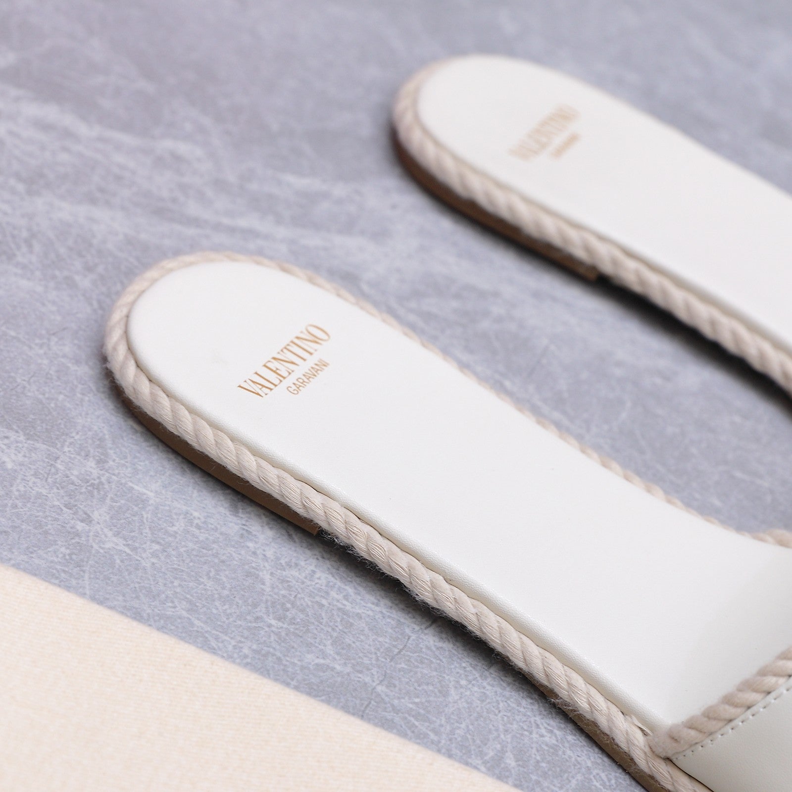 VLogo Torchon Slide Sandal White Leather Canvas 941249